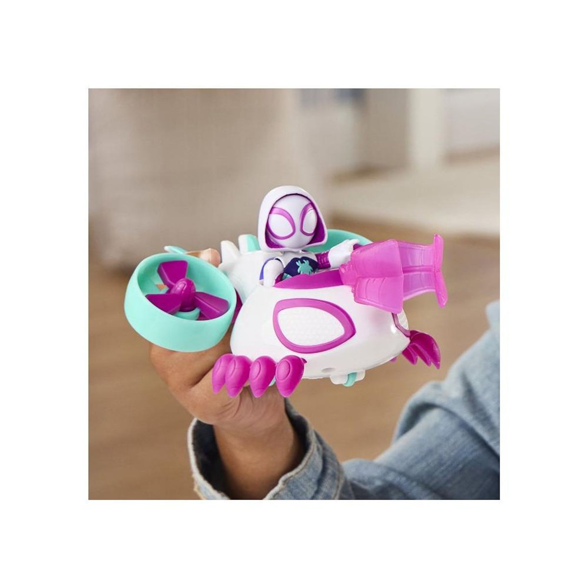 HASBRO Véhicule Hélico de Ghost-Spider avec figurine de 7,5 cm et accessoire, jouets pour enfants, des 3 ans, Spidey et ses Amis Ex