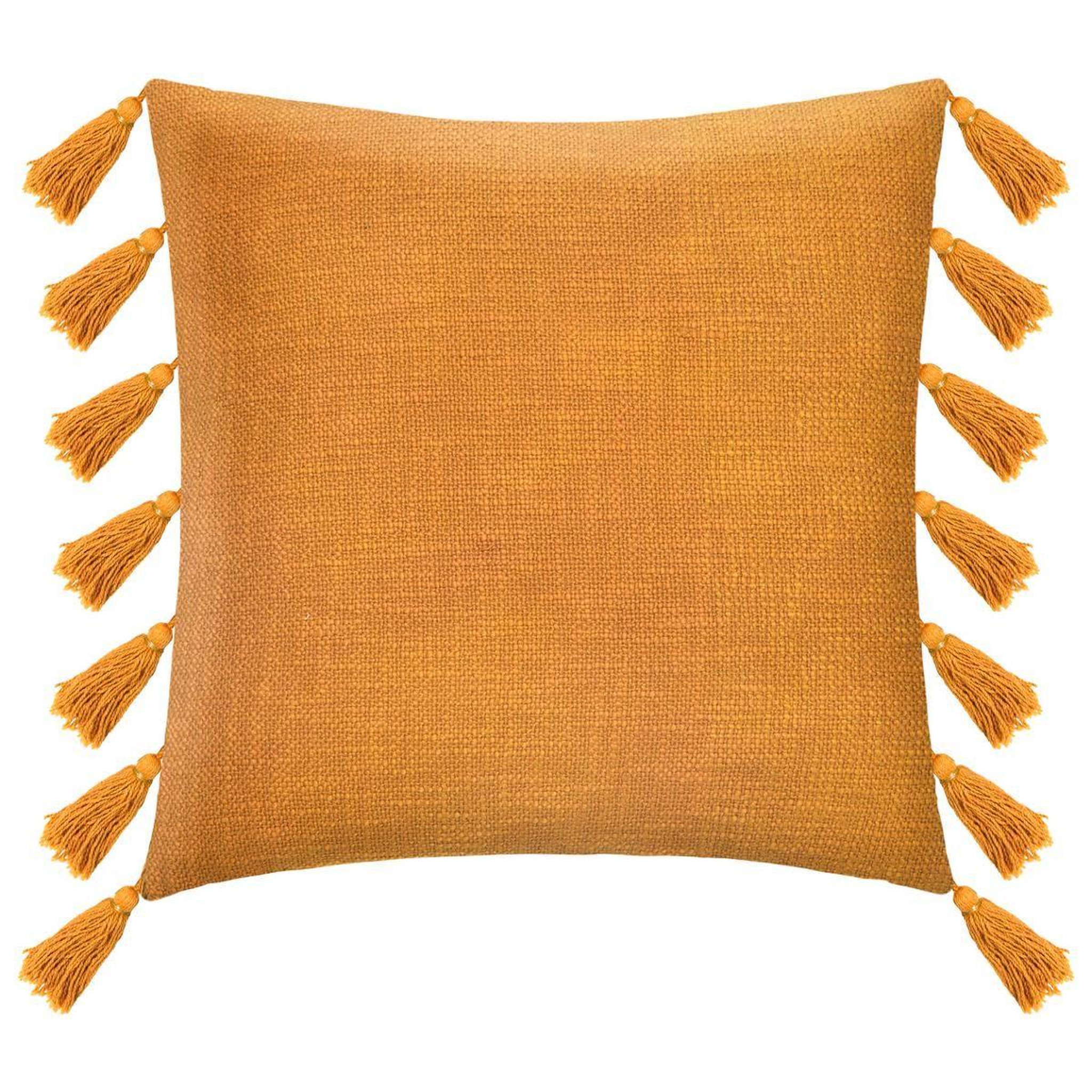 ATMOSPHERA Coussin déco à pompons  gypsy  50x50cm ocre