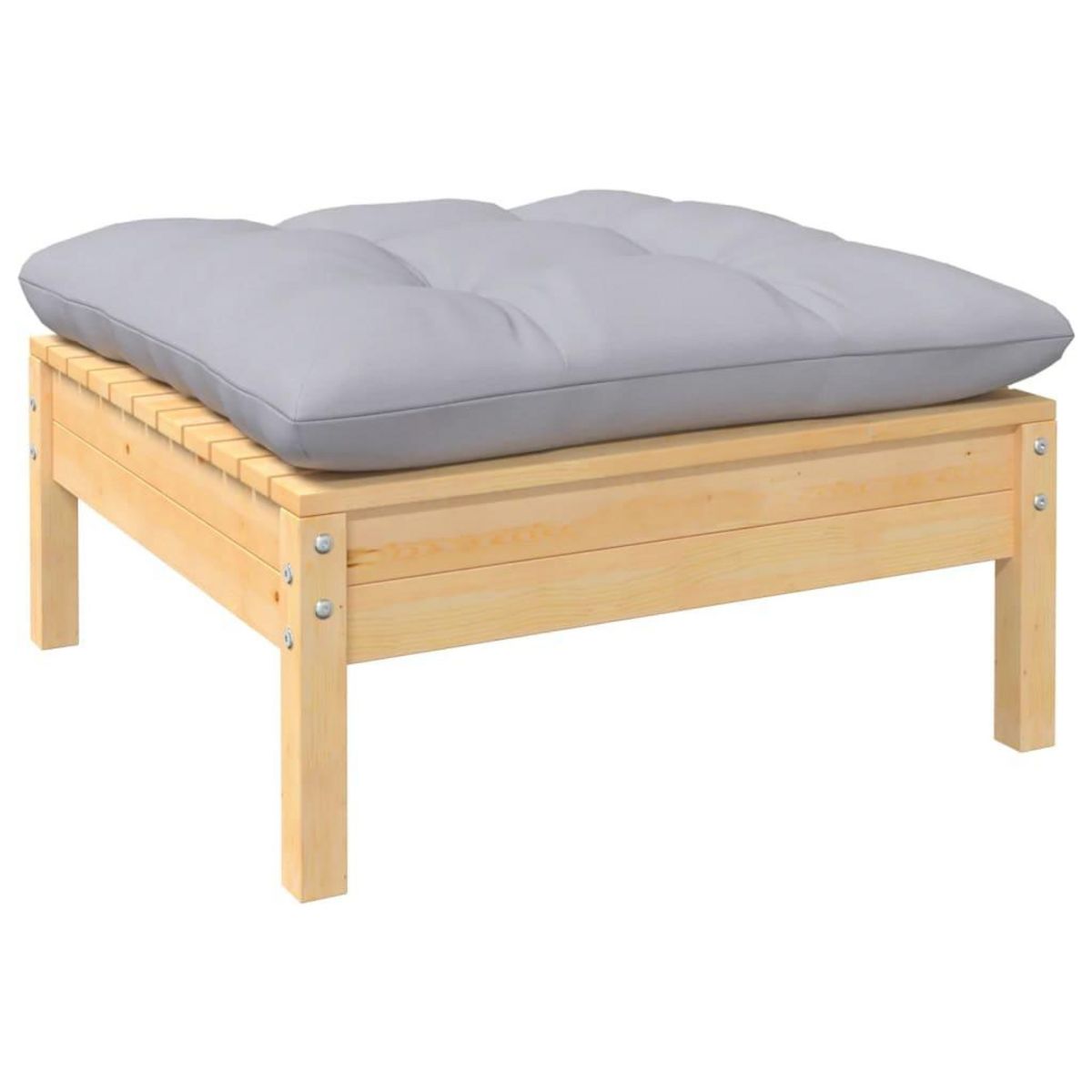 VIDAXL Repose-pied de jardin avec coussin gris Bois de pin massif