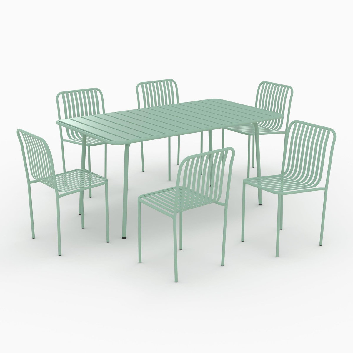 Rendez vous déco Table et chaises de jardin 6 personnes en métal vert-Yumi