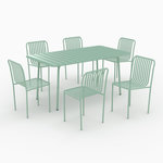 Rendez vous déco Table et chaises de jardin 6 personnes en métal vert-Yumi