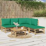VIDAXL Salon de jardin 6 pcs avec coussins vert bambou