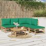 Voir la diapositive 1 : VIDAXL Salon de jardin 6 pcs avec coussins vert bambou