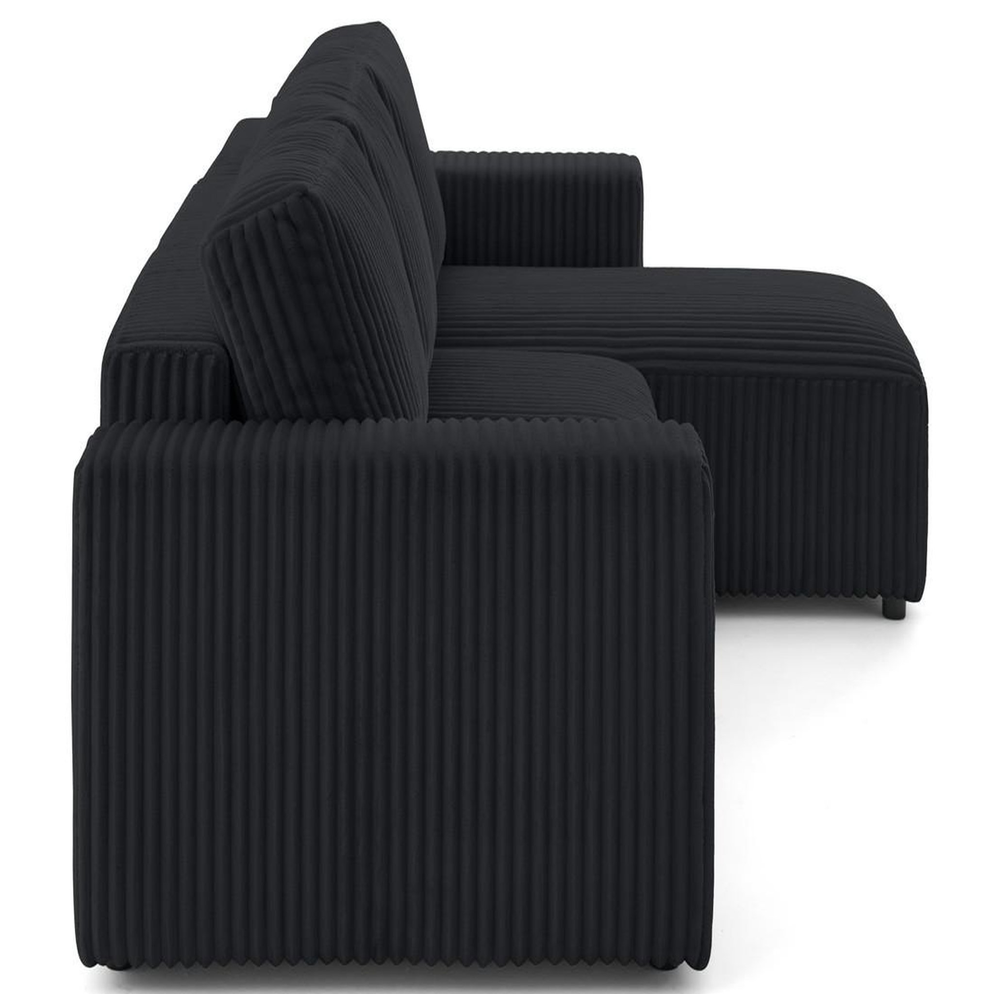 Voir la diapositive 6 : LISA DESIGN Livy - canapé d'angle réversible 4 places convertible avec coffre en velours côtelé grosses côtes