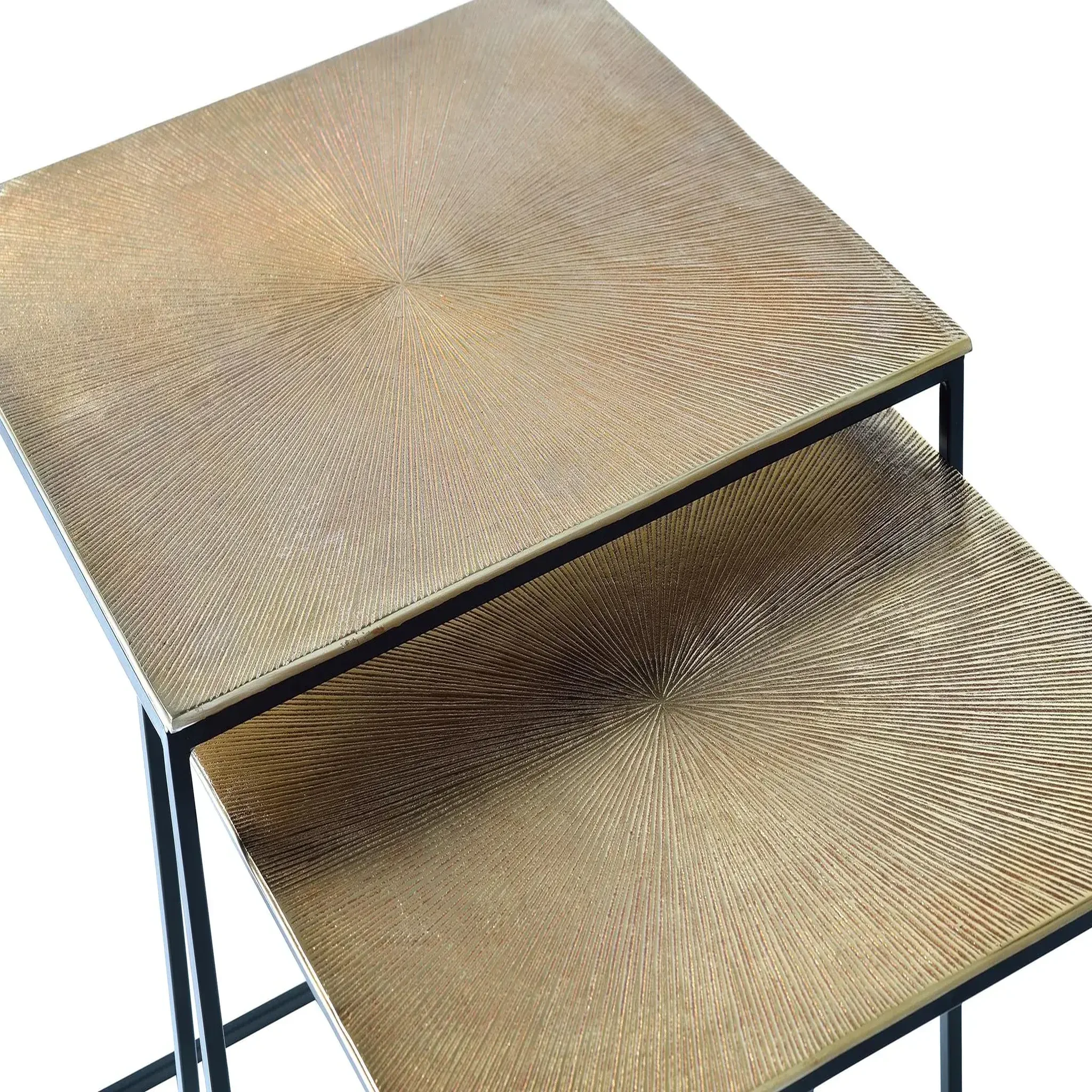 Voir la diapositive 2 : GINER Y COLOMER SL Lot de 2 tables basses de bronze grande table : 55 cm, petite table : 50 cm style industriel