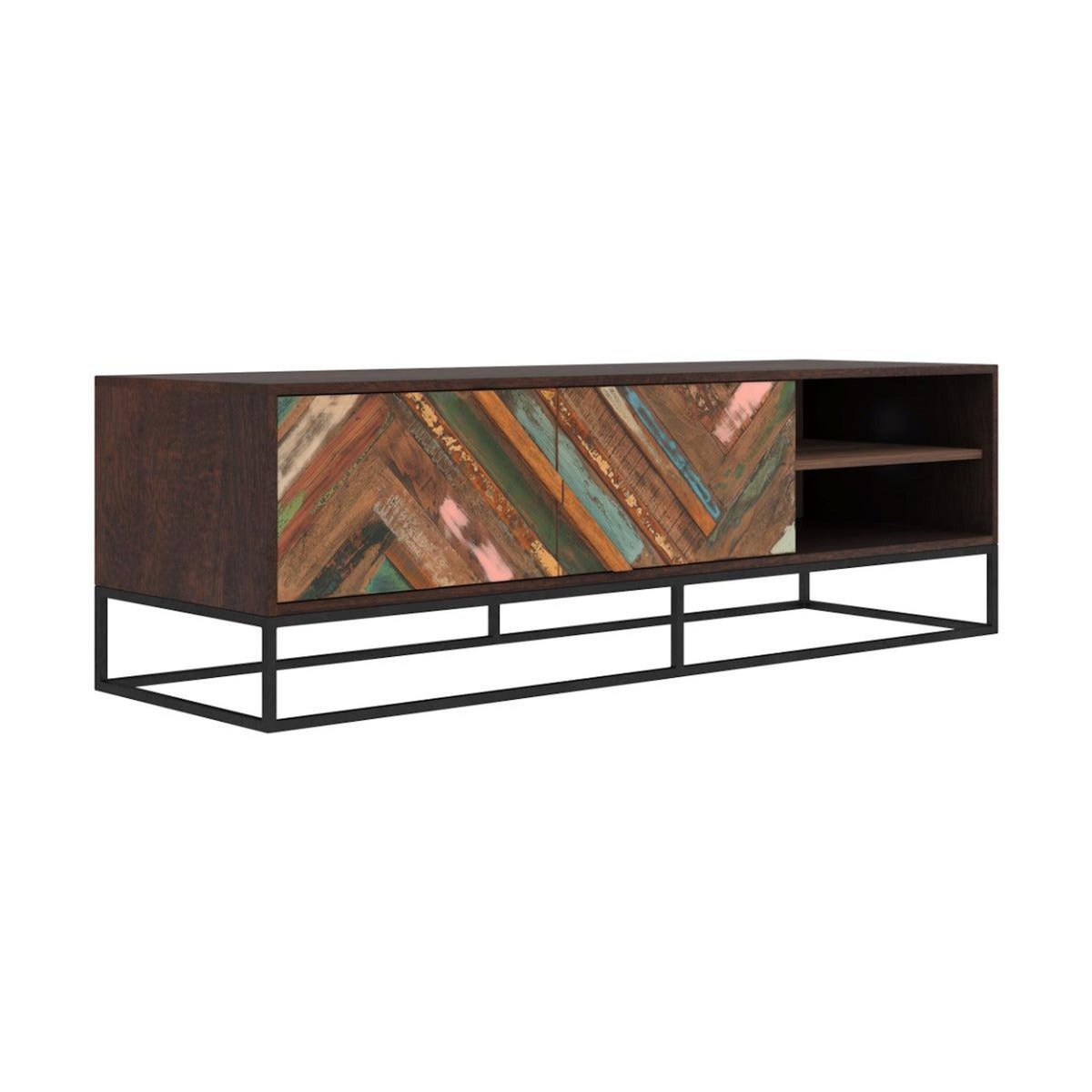 Rendez vous déco Meuble TV en bois d'acacia et bois recyclé 145 cm-Krabi