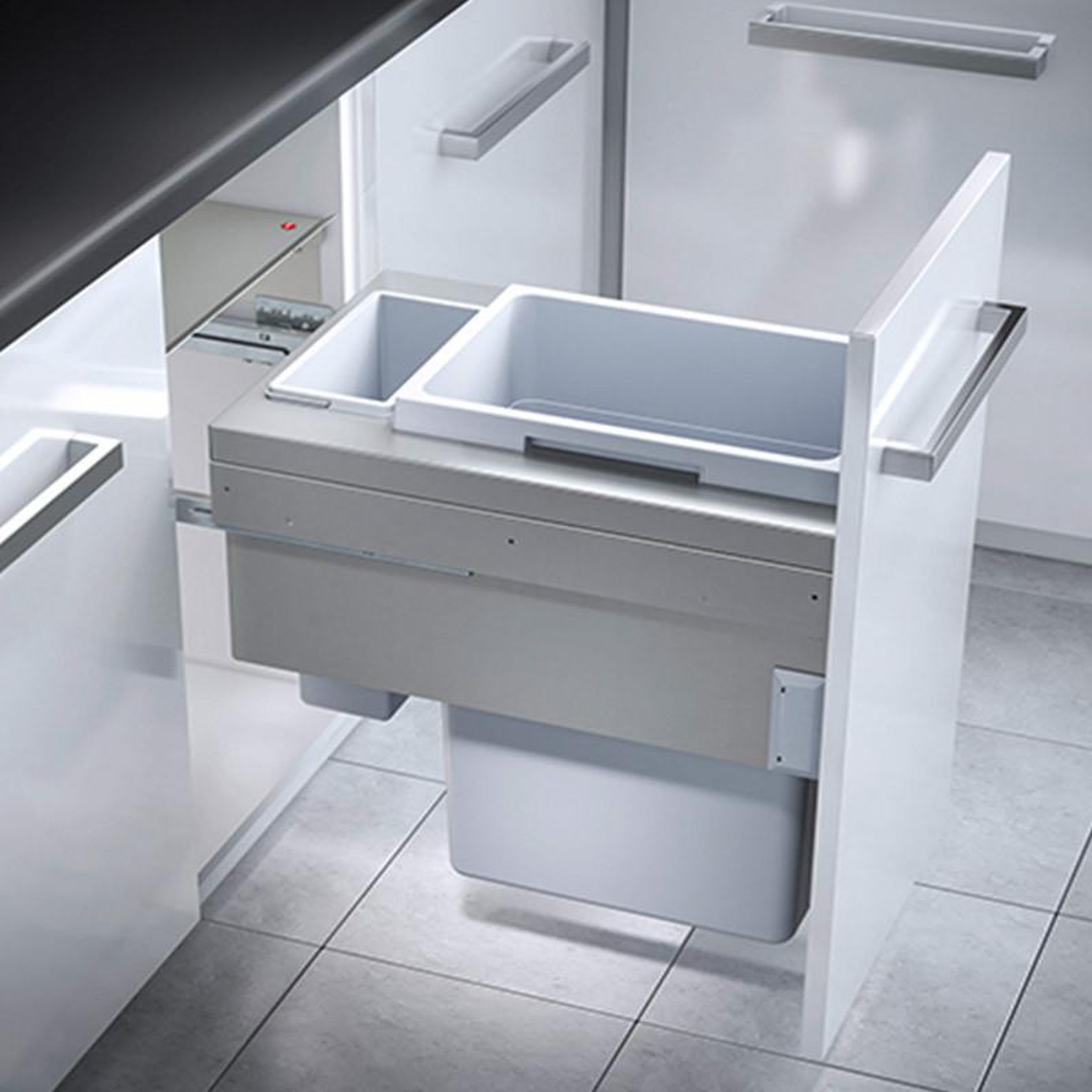 Voir la diapositive 2 : HAILO Poubelle de cuisine tri sélectif 2 bacs encastrable 45l (38+7) hailo euro cargo