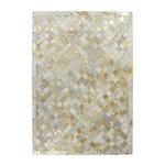 Paris Prix Tapis en Cuir Effet Mosaïque  Lavish  Ivoire & Or. Coloris disponibles : Blanc
