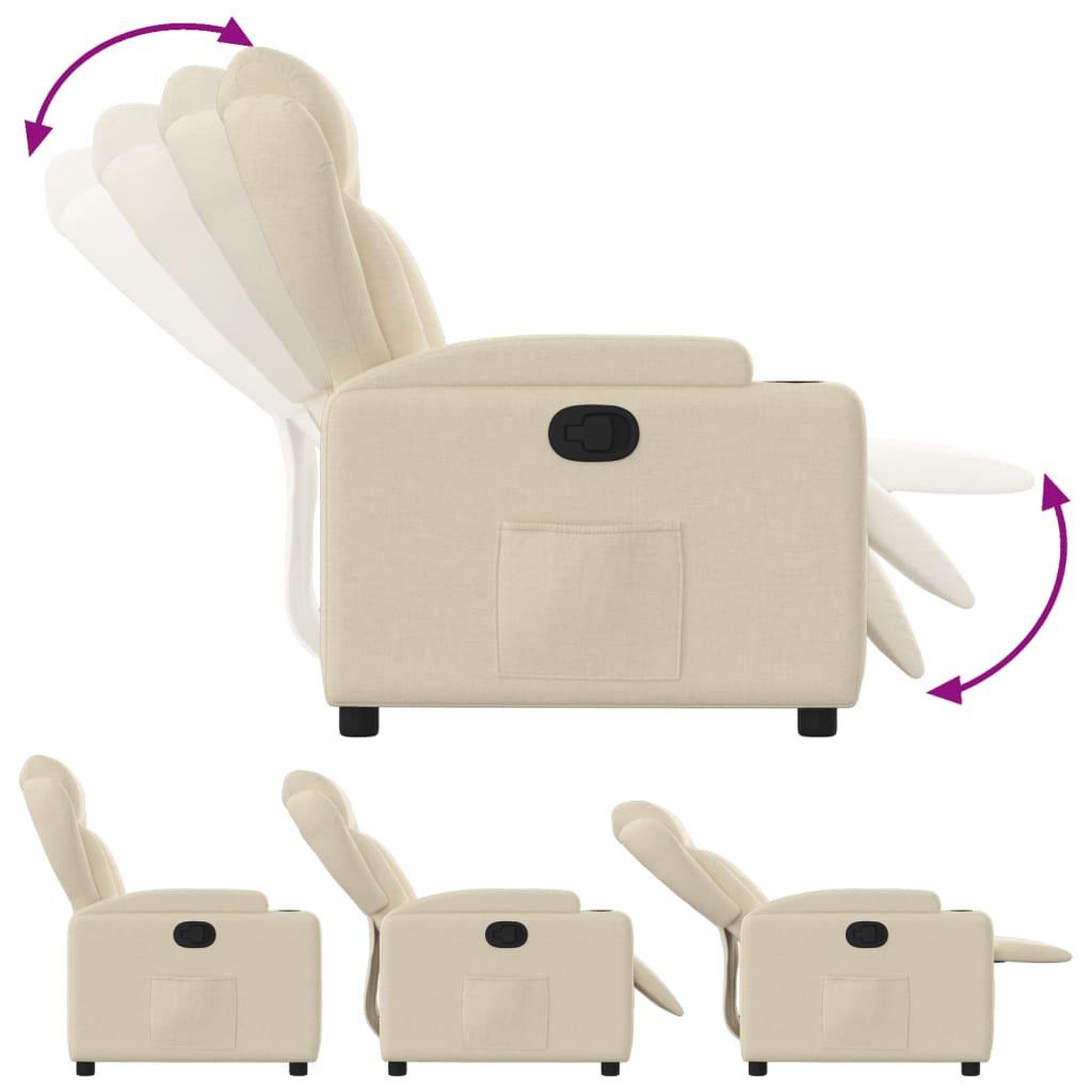 Voir la diapositive 4 : VIDAXL Fauteuil inclinable Creme Tissu
