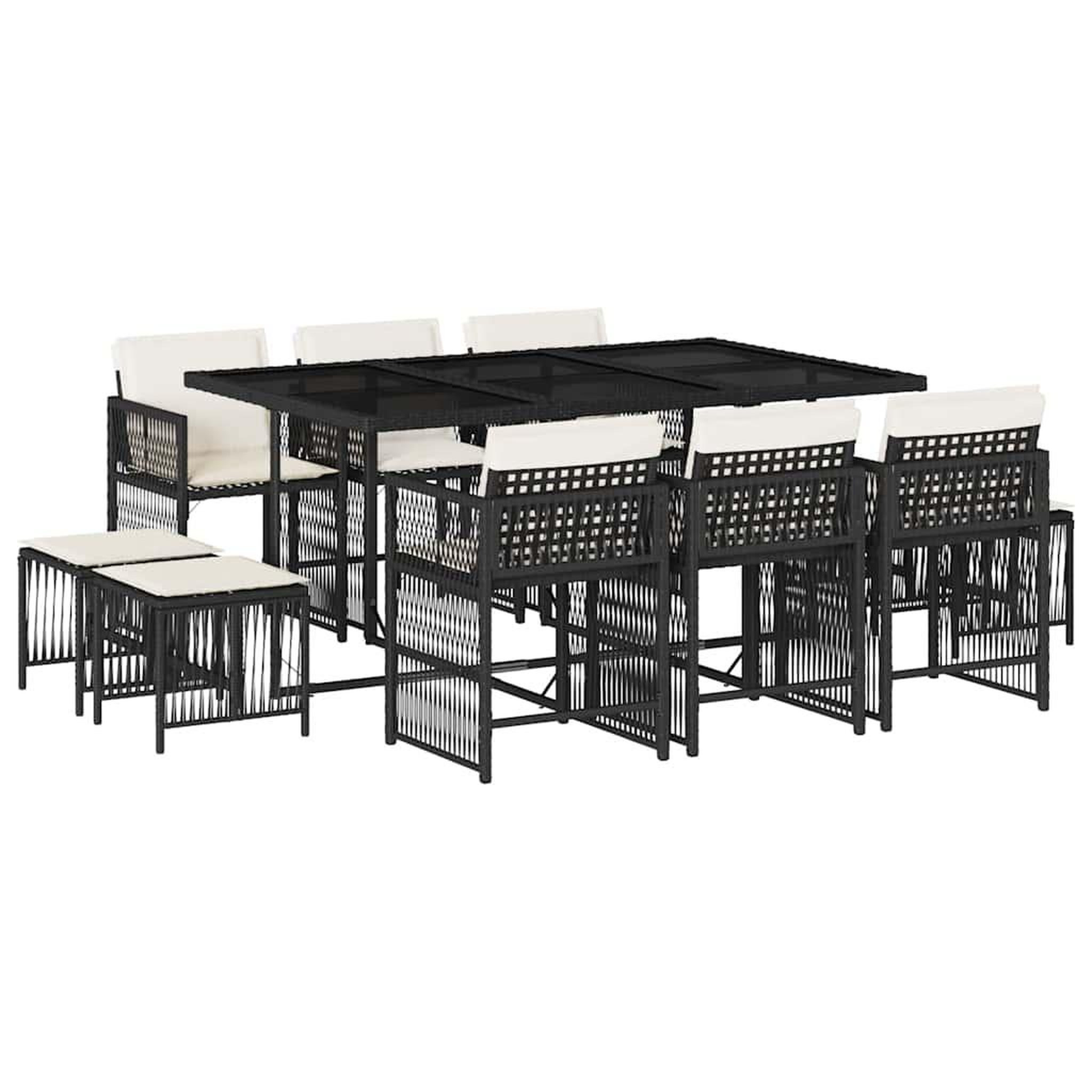 Voir la diapositive 2 : VIDAXL Ensemble a manger de jardin 11 pcs coussins noir resine tressee