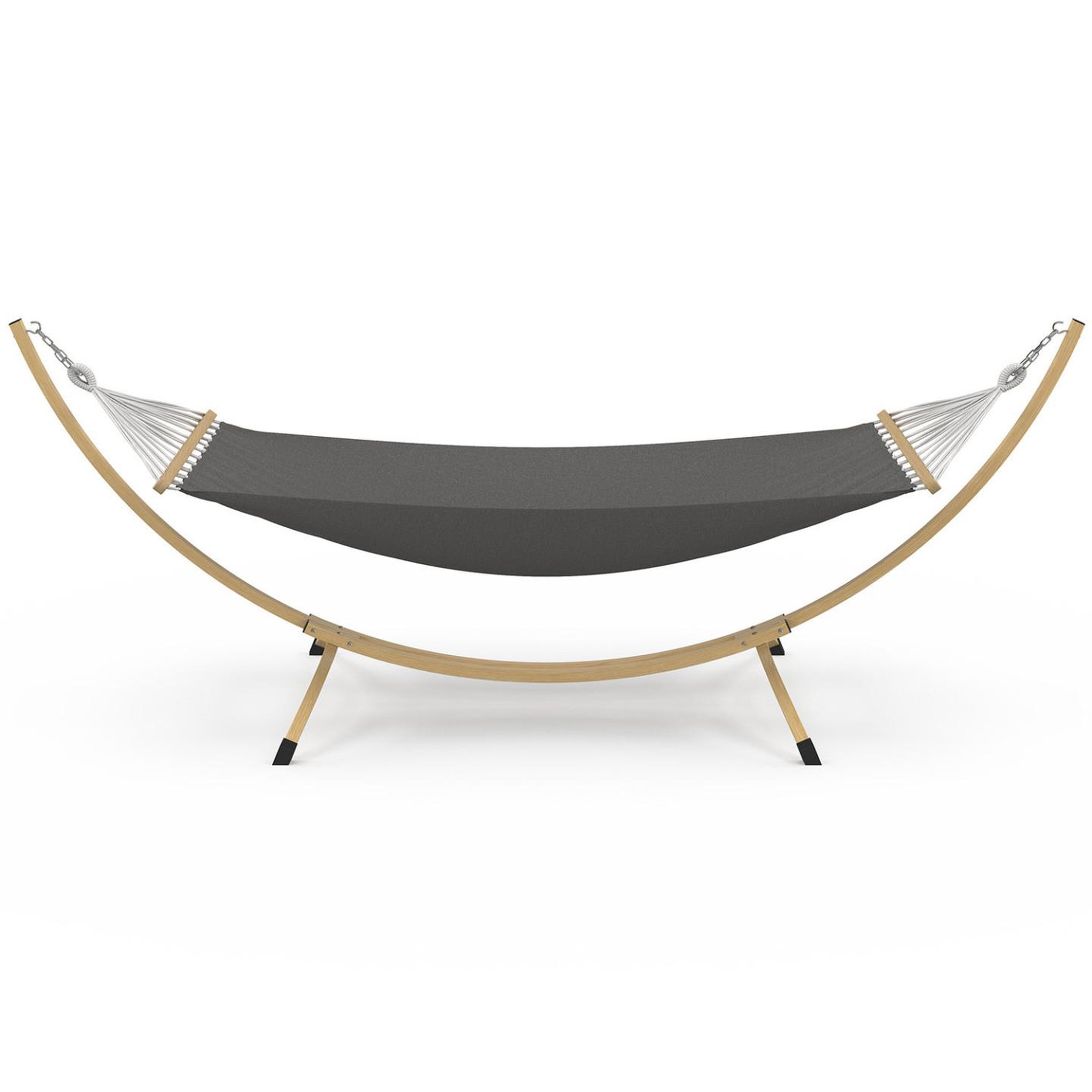 Voir la diapositive 3 : ID MARKET Hamac xl avec support métal effet bois et toile grise