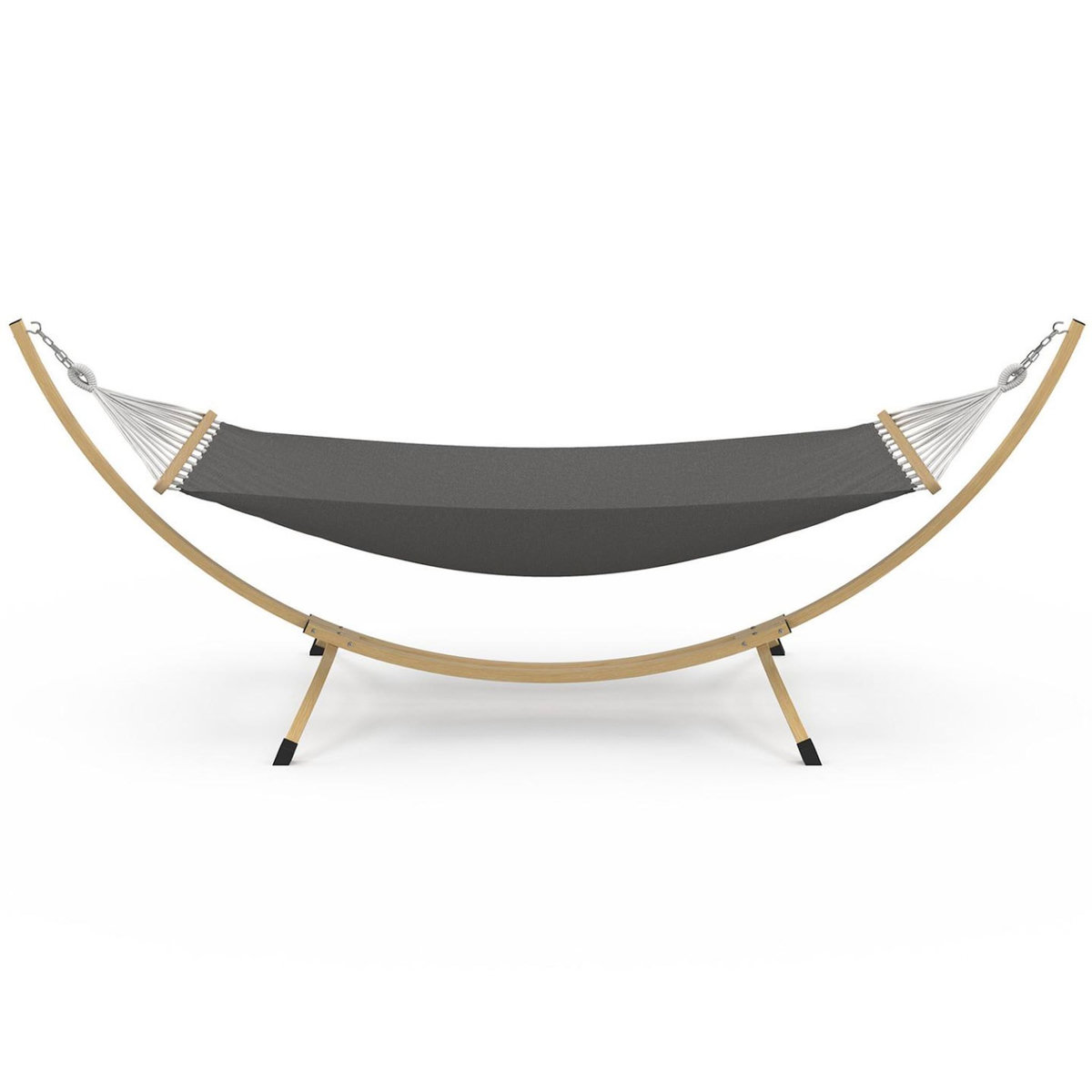 ID MARKET Hamac XL avec support métal effet bois et toile grise