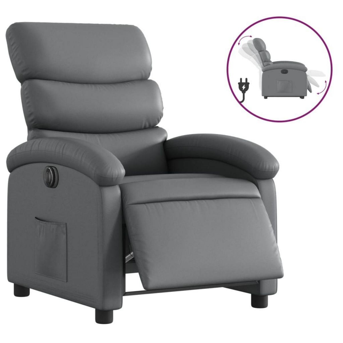 VIDAXL Fauteuil inclinable electrique Gris Similicuir