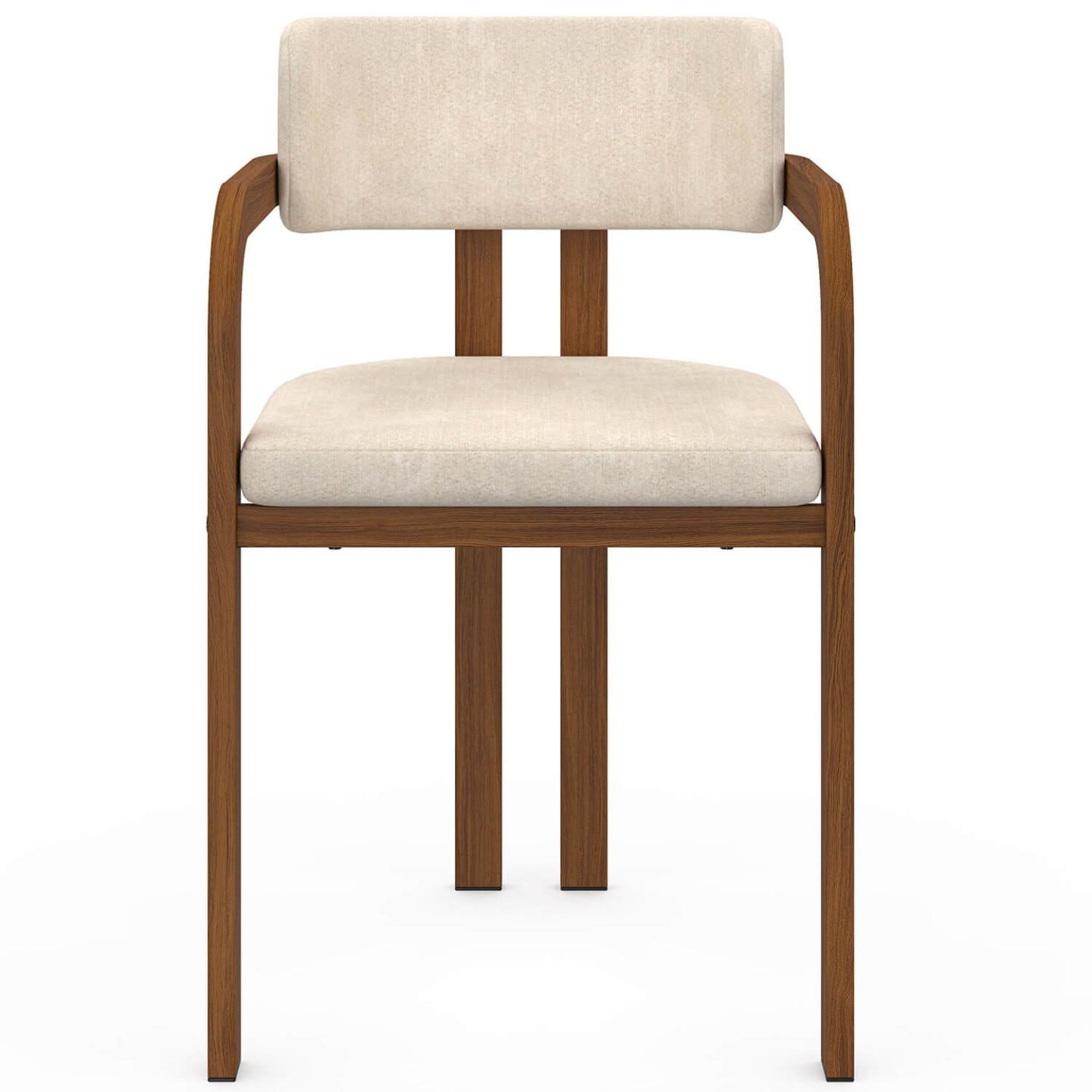 ID MARKET Lot de 4 chaises de salle à manger, fauteuils de table esma en métal effet noyer et tissu chenille beige avec accoudoirs
