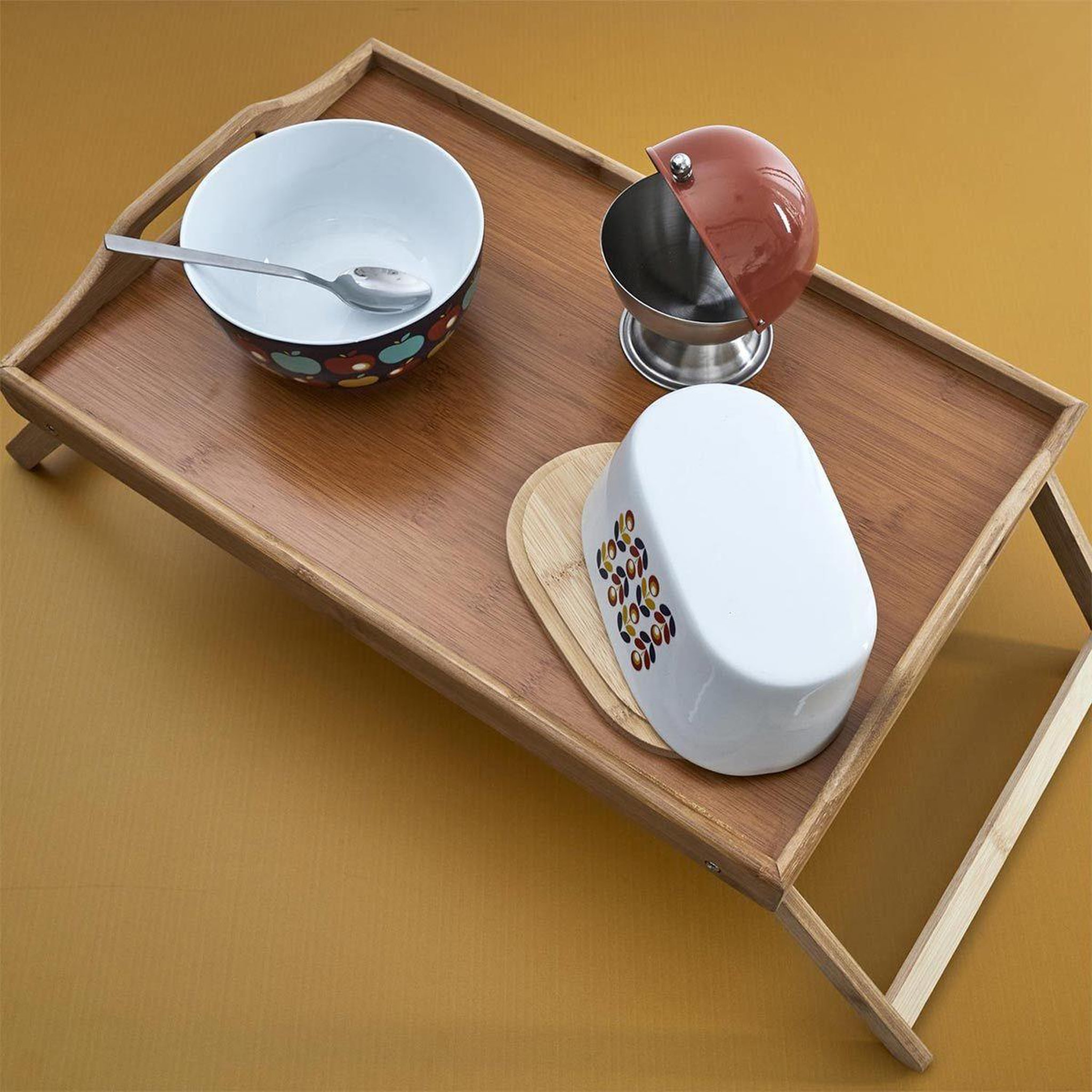 Voir la diapositive 5 : The Home Deco Factory Plateau en bambou design  dépliant  45cm beige