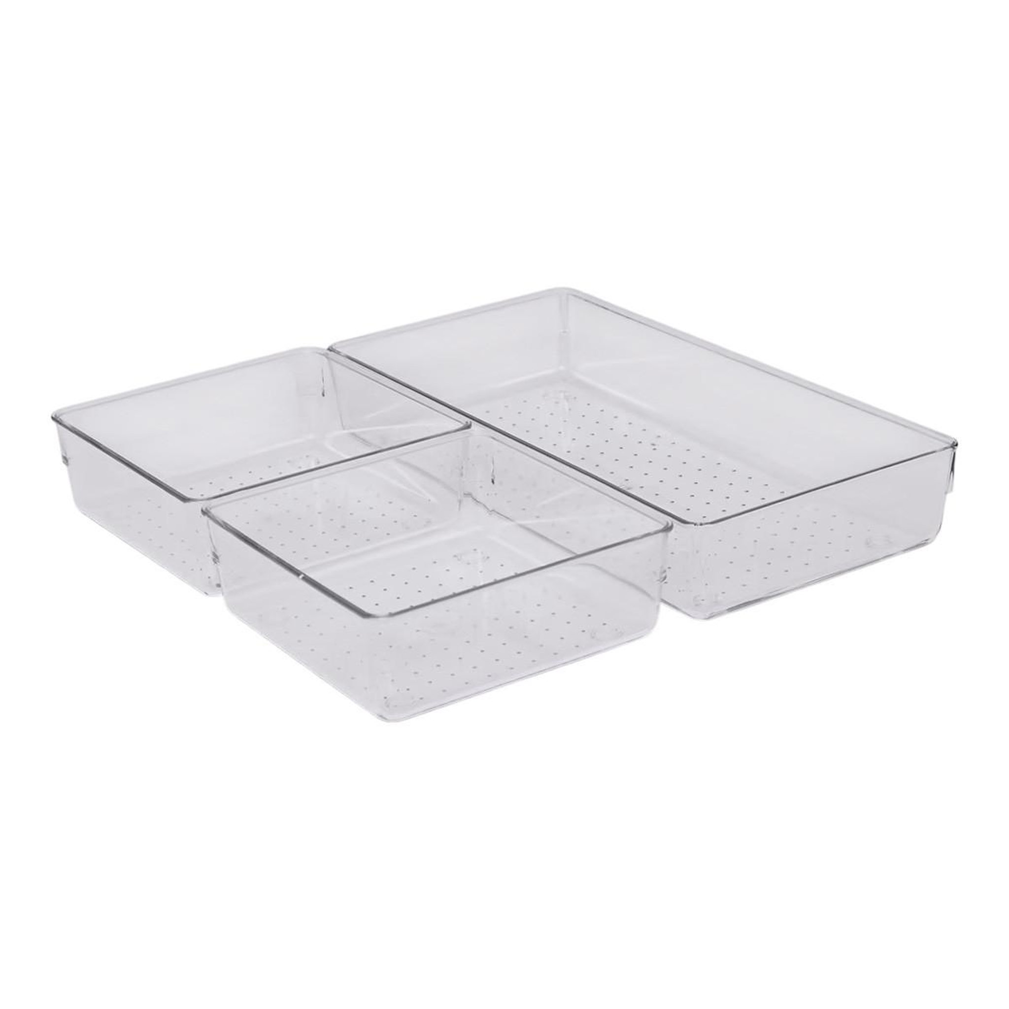FIVE Lot de 3 organiseurs de tiroir  paul  30cm transparent
