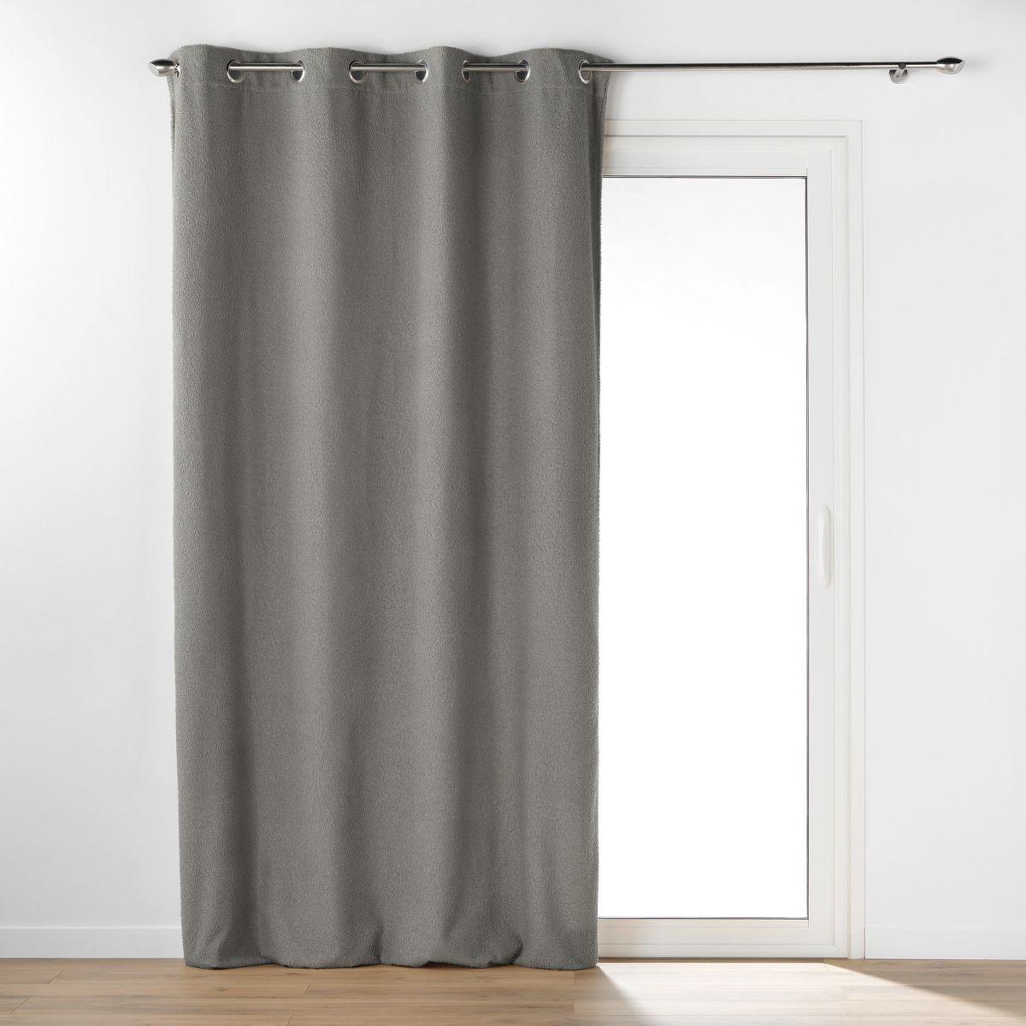 Douceur d'Intérieur Rideau à œillets bouclette  wooly  140x240cm gris
