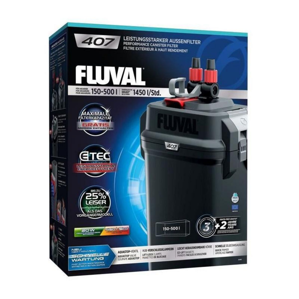 Fluval FLUVAL Serie 7 407 Filtre dexterieur pour aquarium