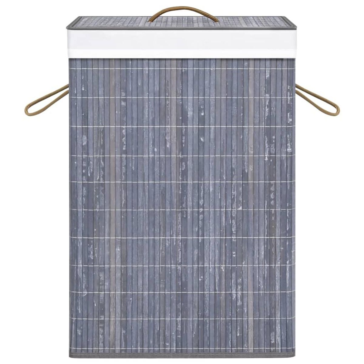 VIDAXL Panier a linge avec une seule section bambou gris