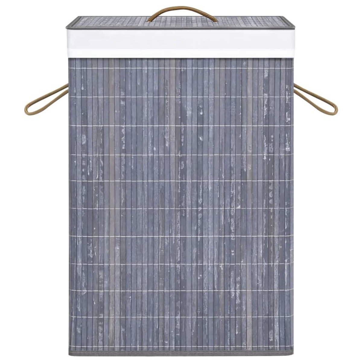 VIDAXL Panier a linge avec une seule section bambou gris