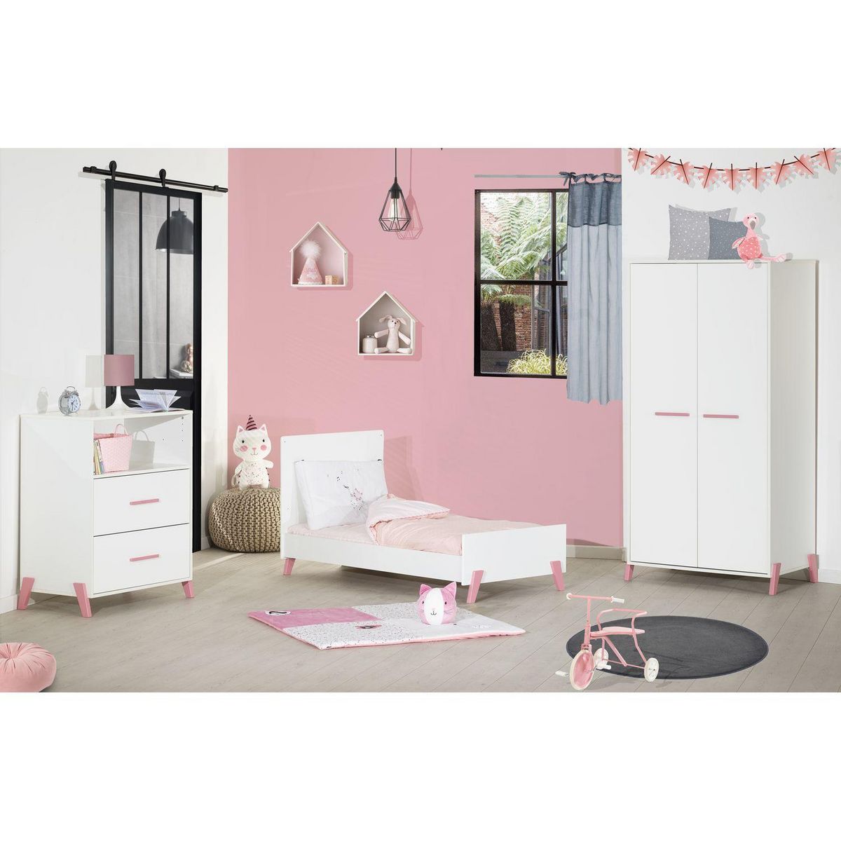 BABY PRICE Lit bébé évolutif Little Big Bed 140x70cm JOY coloris rose