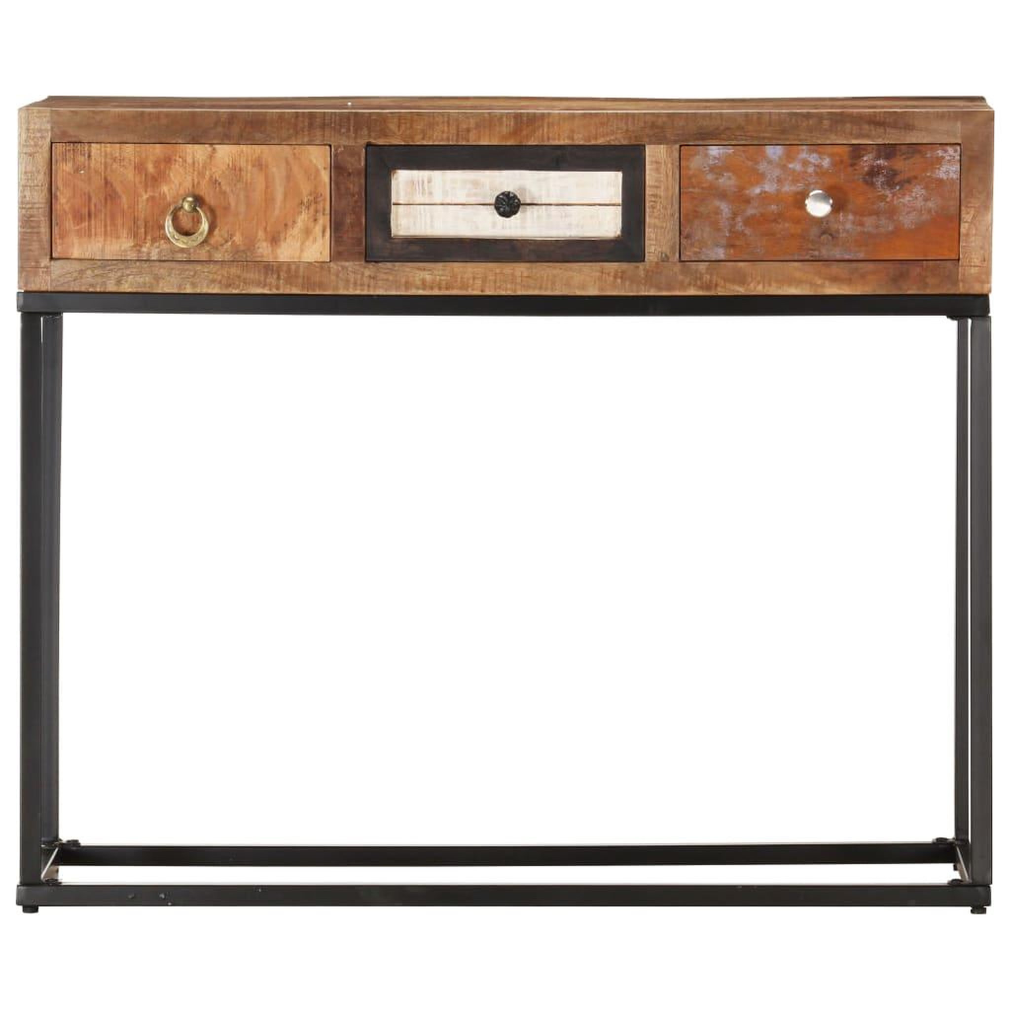 Voir la diapositive 3 : VIDAXL Table console dore 90x30x75 cm bois de recuperation massif