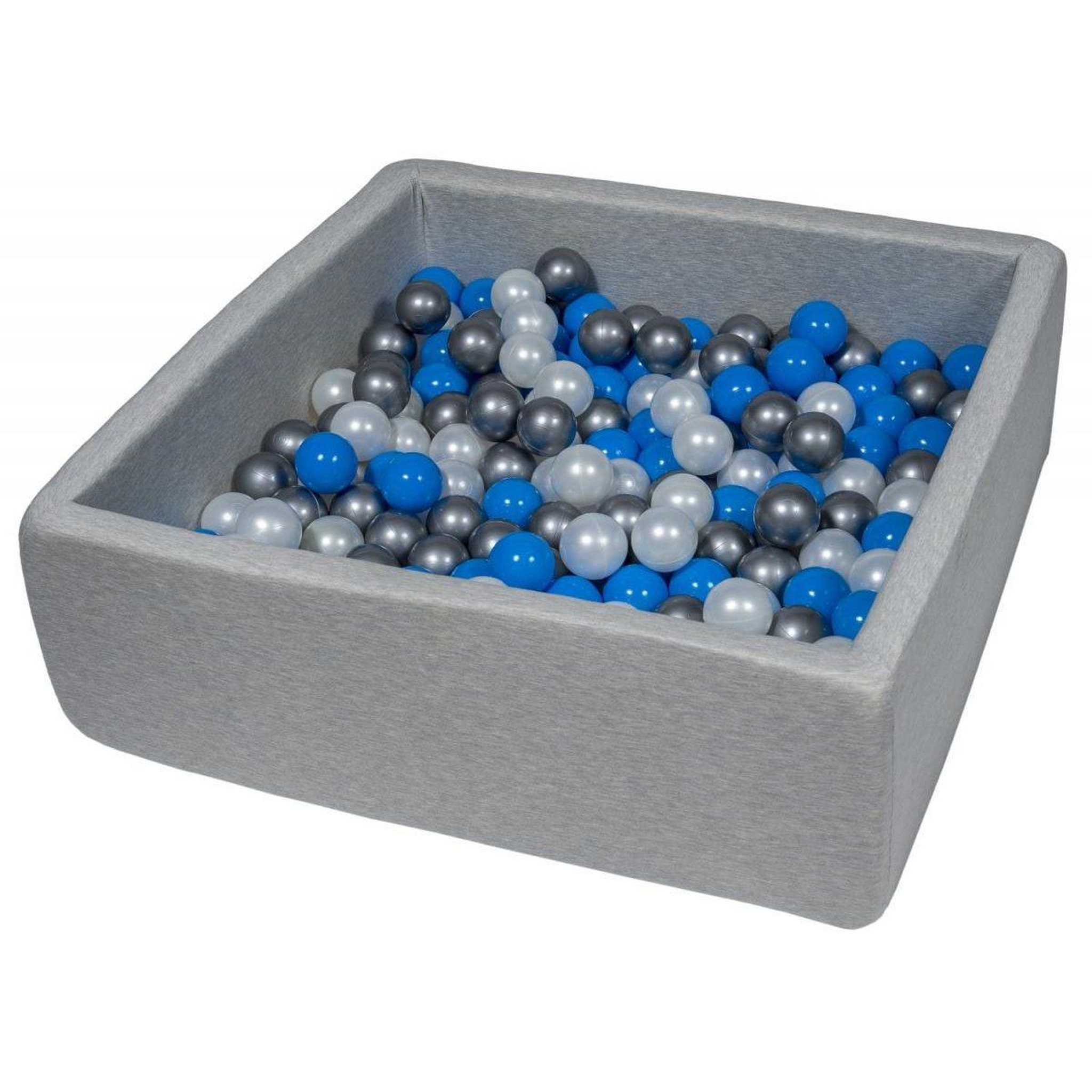 VELINDA Piscine à balles 90x90 cm perle, bleu, argent - 200 balles