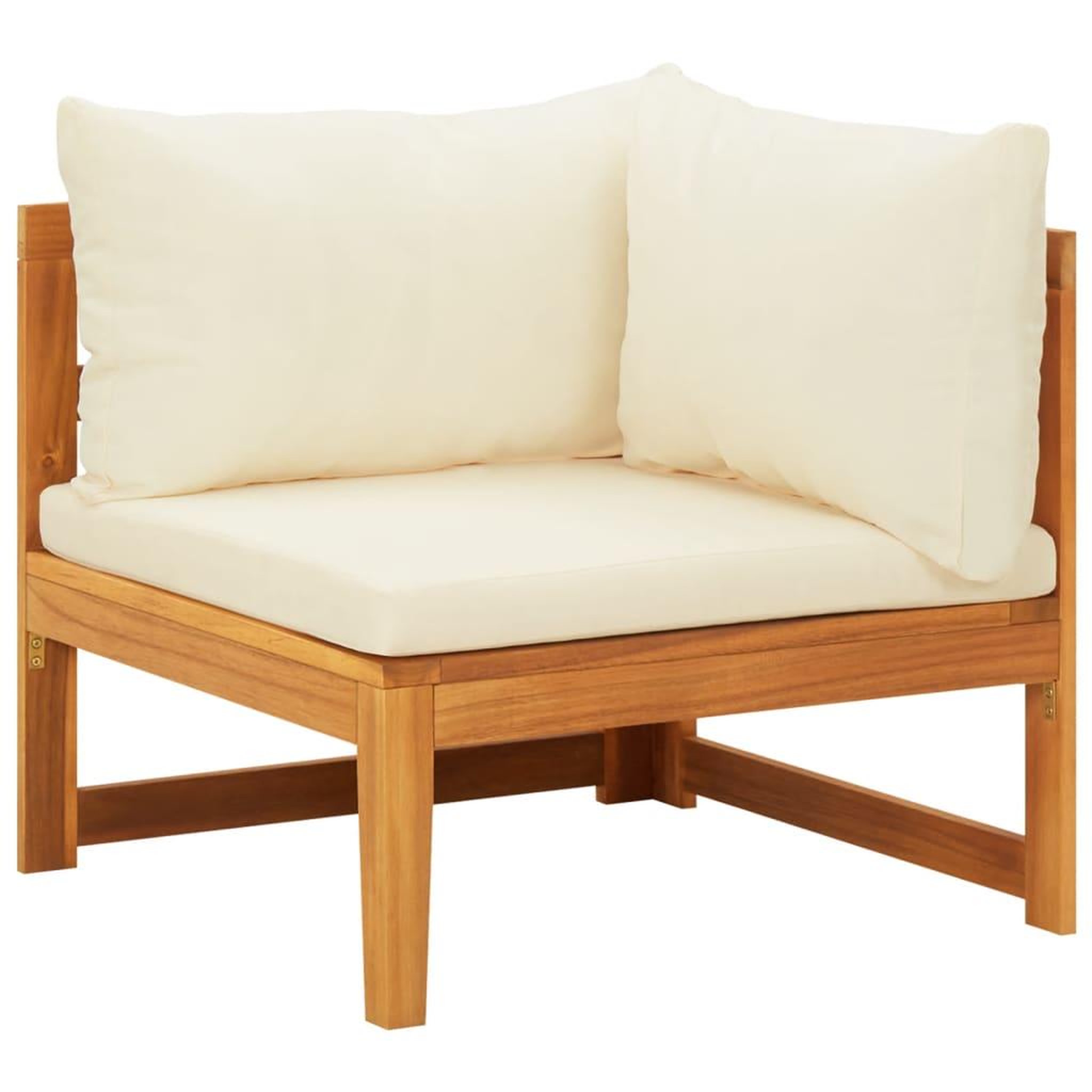 Voir la diapositive 1 : VIDAXL Canape d'angle avec coussins blanc creme Bois d'acacia solide