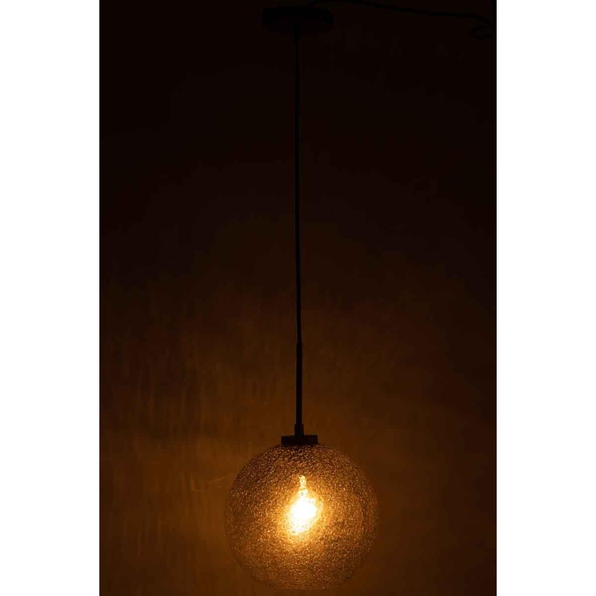 Voir la diapositive 3 : J-LINE Lampe suspension en verre  boule pois  40cm gris