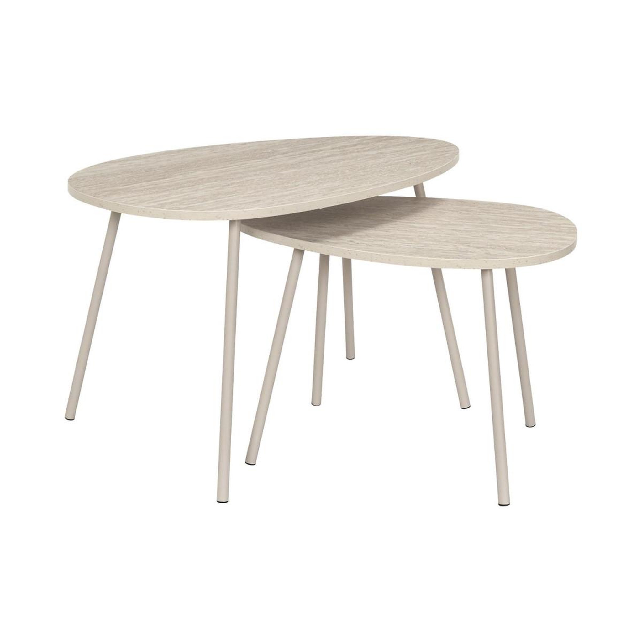 The Home Deco Factory Lot de 2 tables basses gigognes  galet  75cm beige