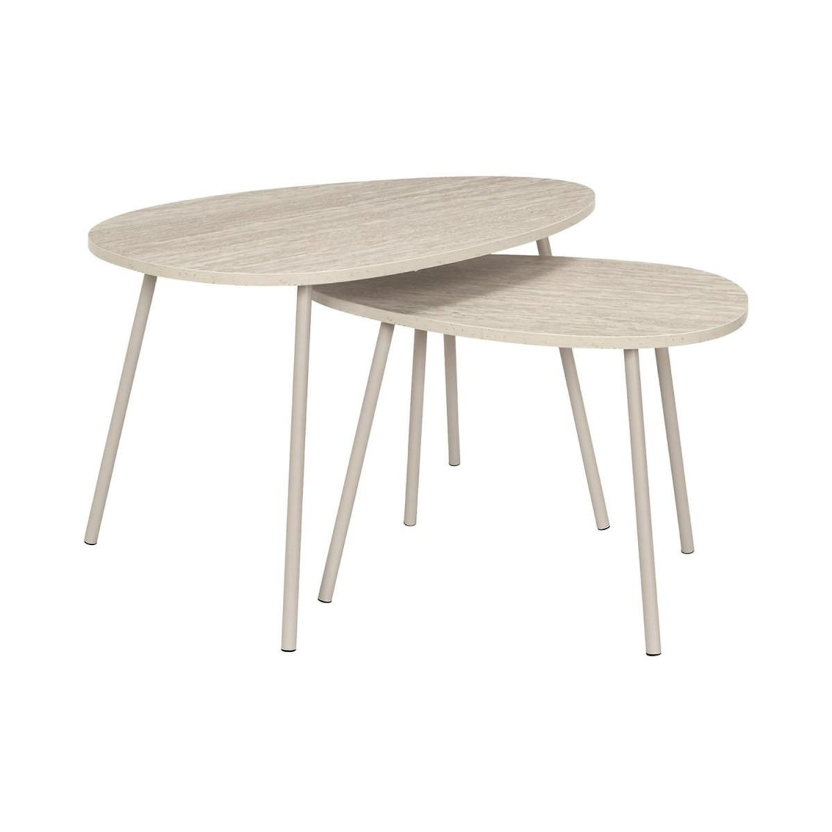 Paris Prix Lot de 2 Tables Basses Gigognes  Galet  75cm Beige