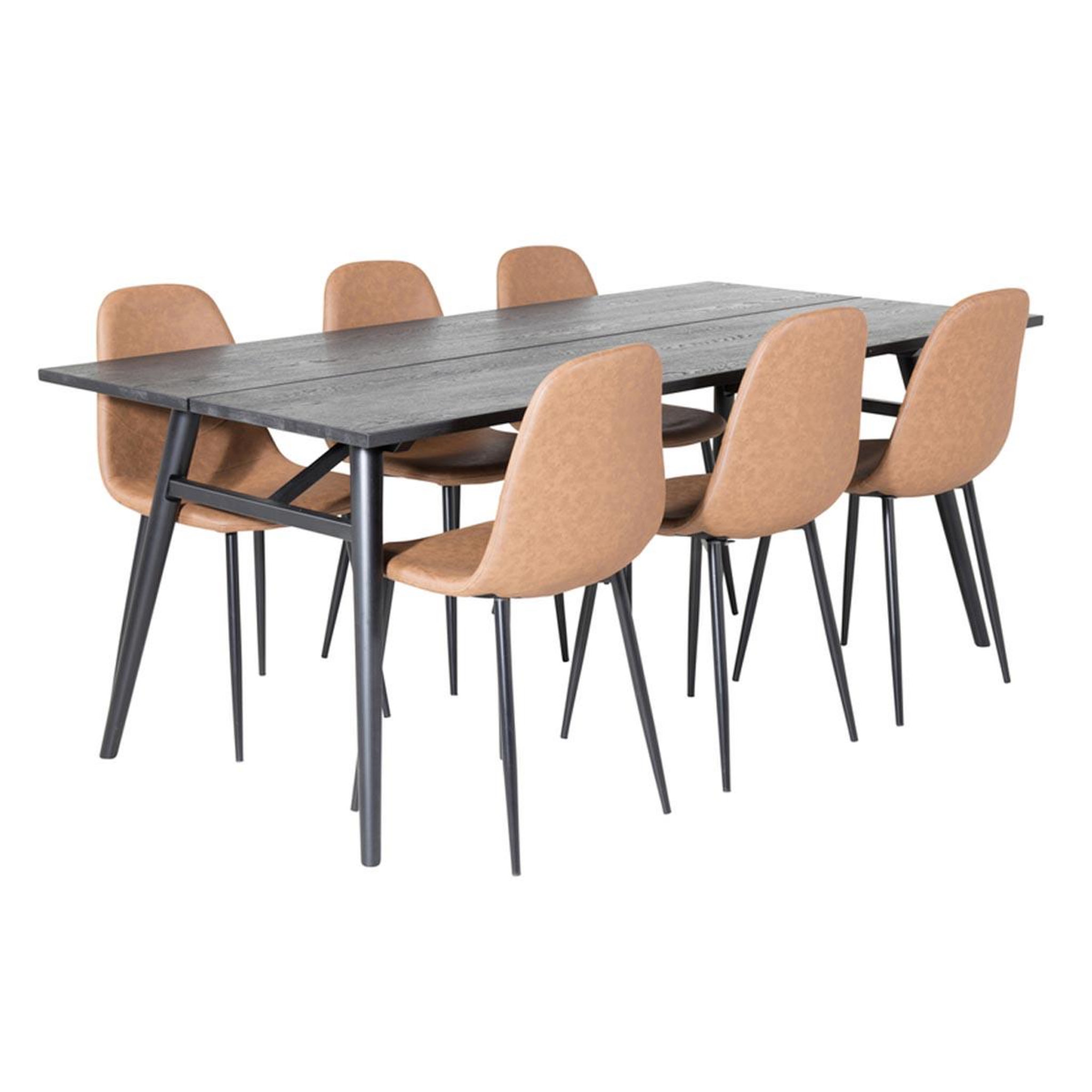 Paris Prix Ensemble table à manger extensible & 6 chaises design  sleek & polar  195-280cm noir & marron