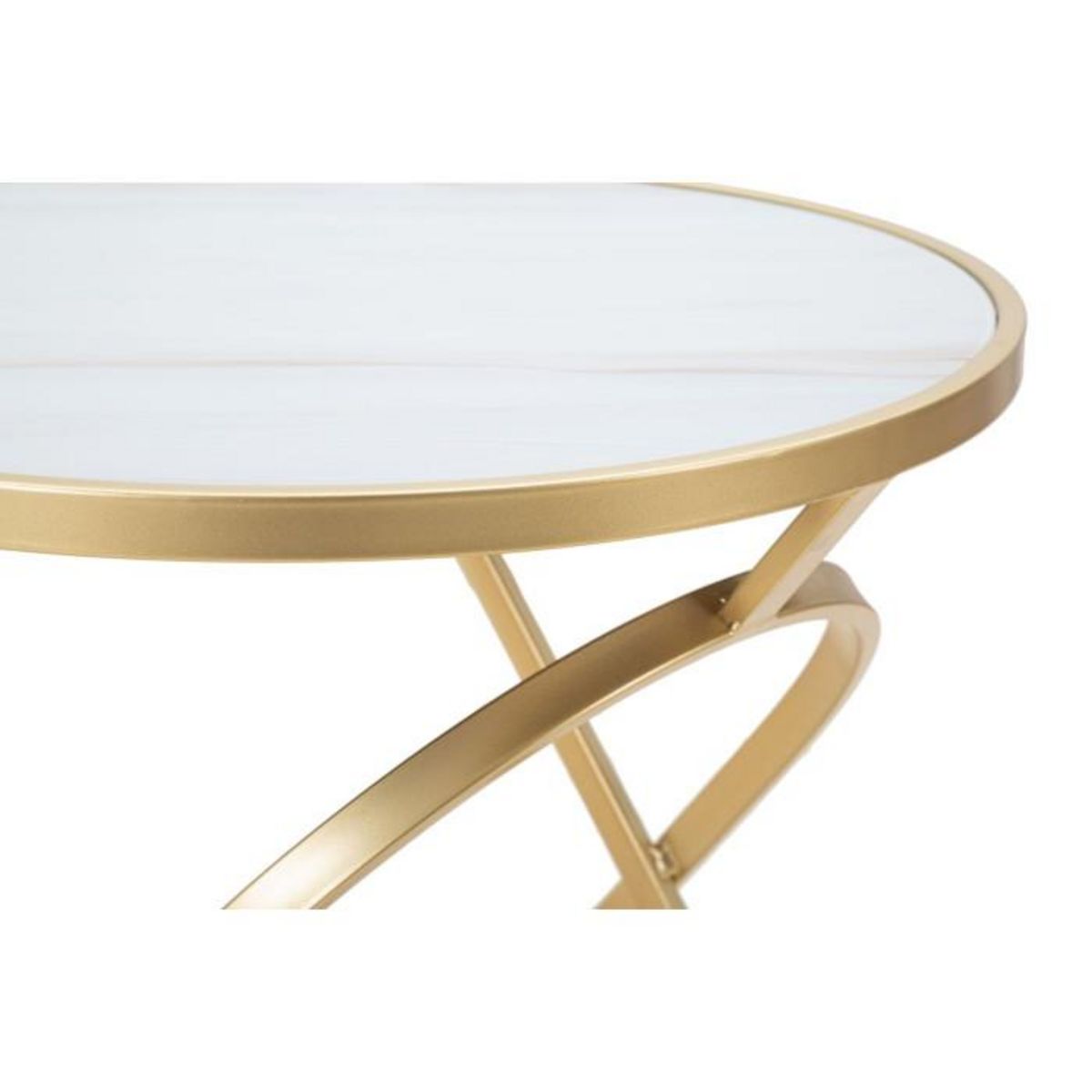 Paris Prix Table d'Appoint Effet Marbre  Glam  50cm Blanc & Or