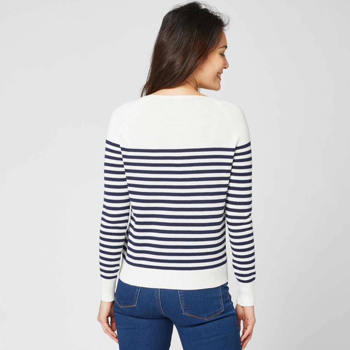 IN EXTENSO Pull marinière coton bio écru femme