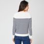Voir la diapositive 2 : IN EXTENSO Pull marinière coton bio écru femme