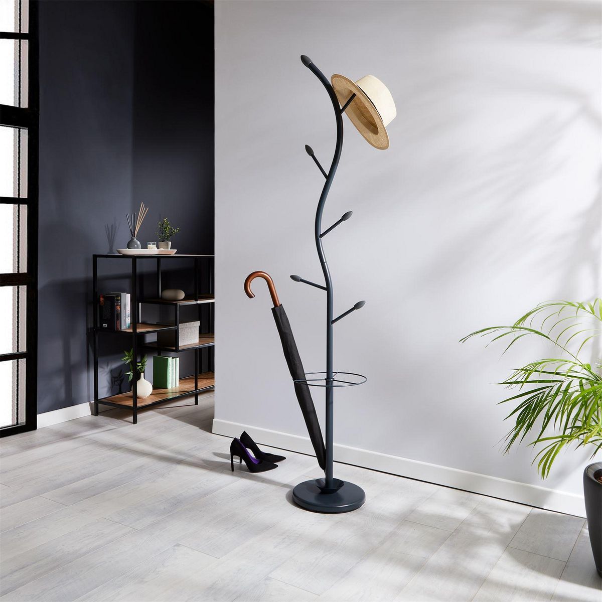 IDIMEX Porte-manteaux 6 crochets TRIANA en métal et bois