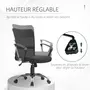 VINSETTO Fauteuil de bureau chaise de bureau réglable pivotant 360° fonction à bascule lin maille résille respirante noir