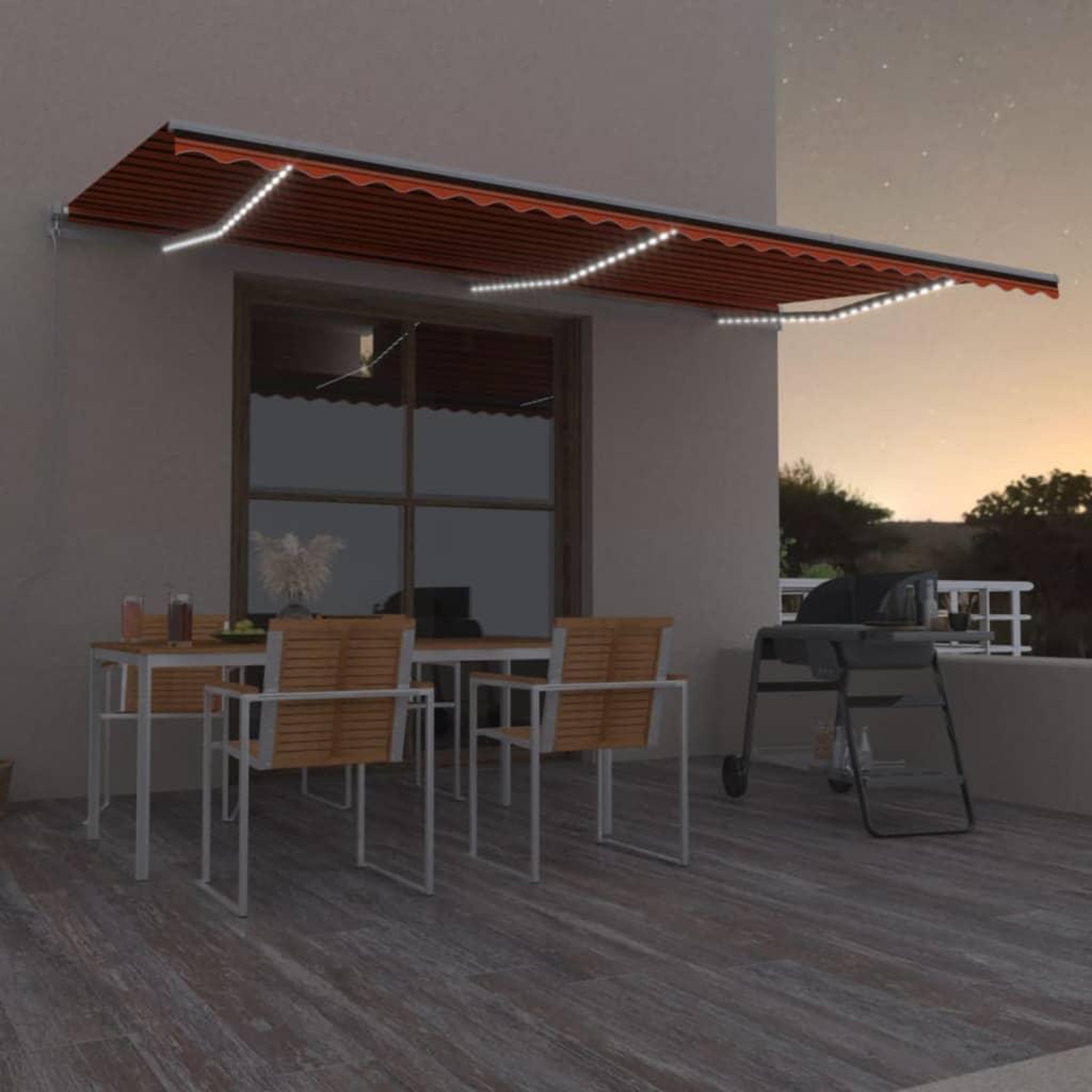 VIDAXL Auvent manuel retractable avec LED 600x300 cm Orange et marron