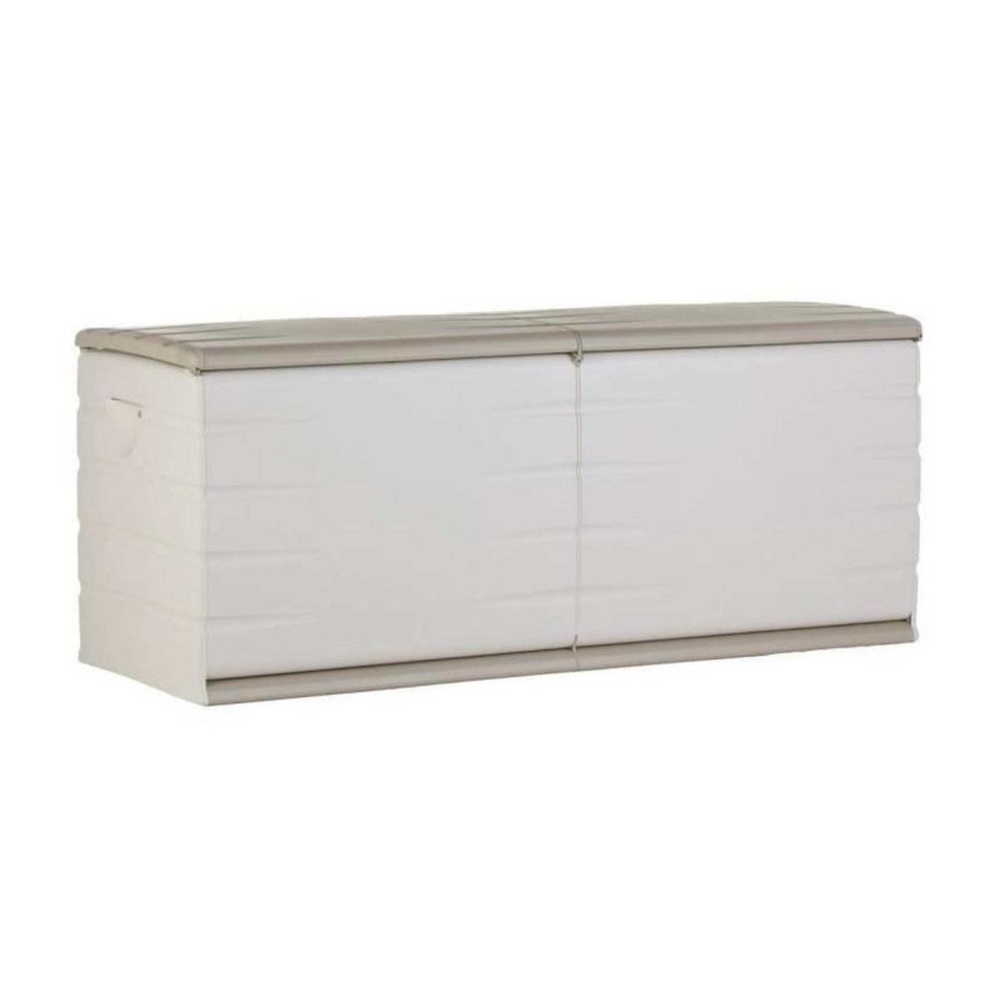 PLASTIKEN PLASTIKEN Coffre 450L Interieur/Exterieur Fonctionnel et Esthetique Cadenassable avec Roulettes Beige