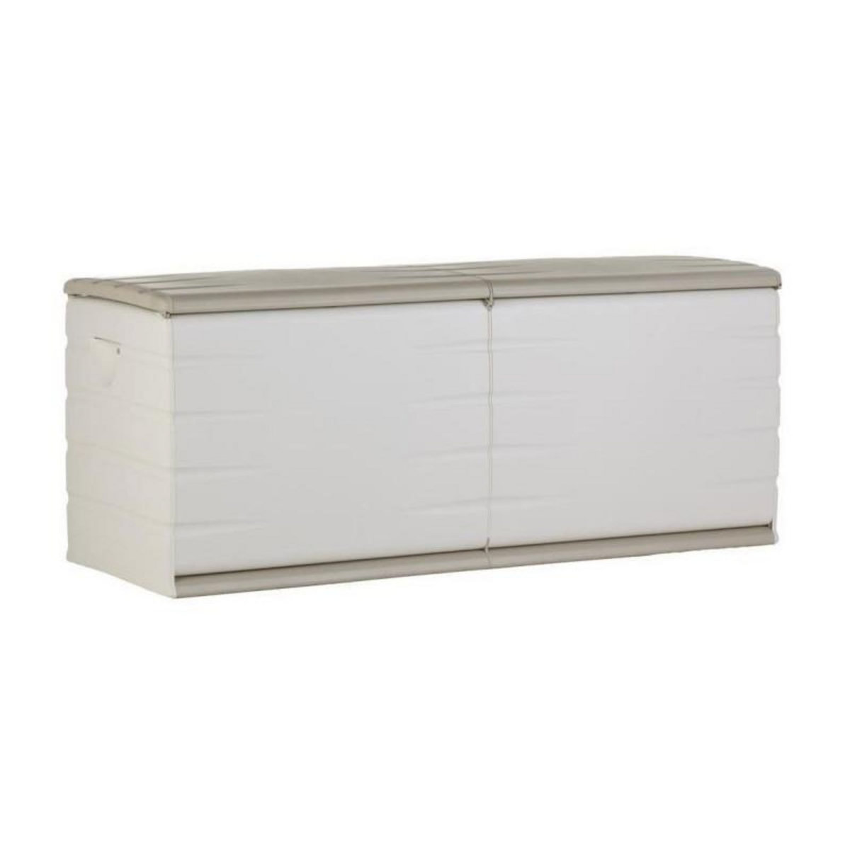 PLASTIKEN PLASTIKEN Coffre 450L Interieur/Exterieur Fonctionnel et Esthetique Cadenassable avec Roulettes Beige