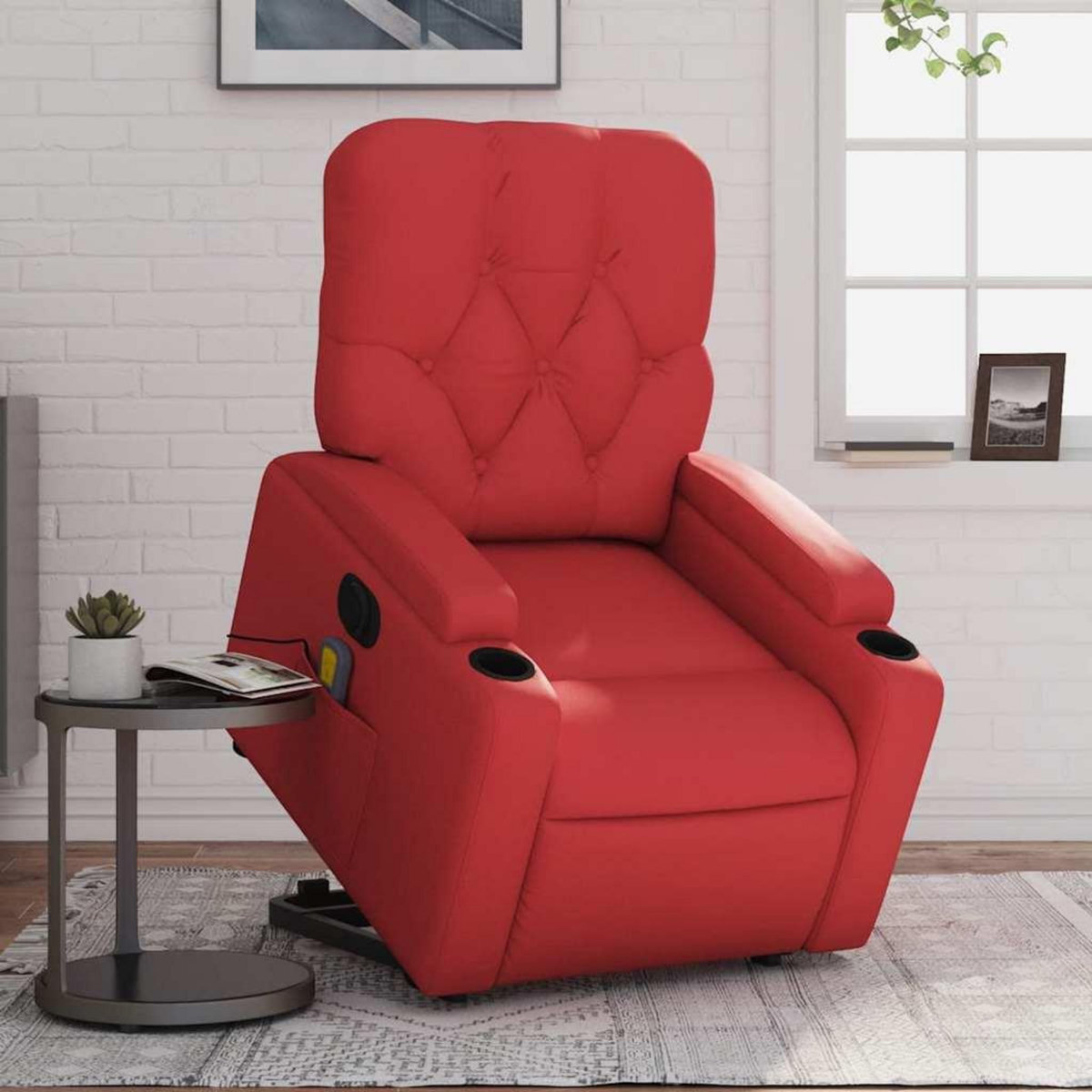 VIDAXL Fauteuil inclinable de massage electrique rouge similicuir