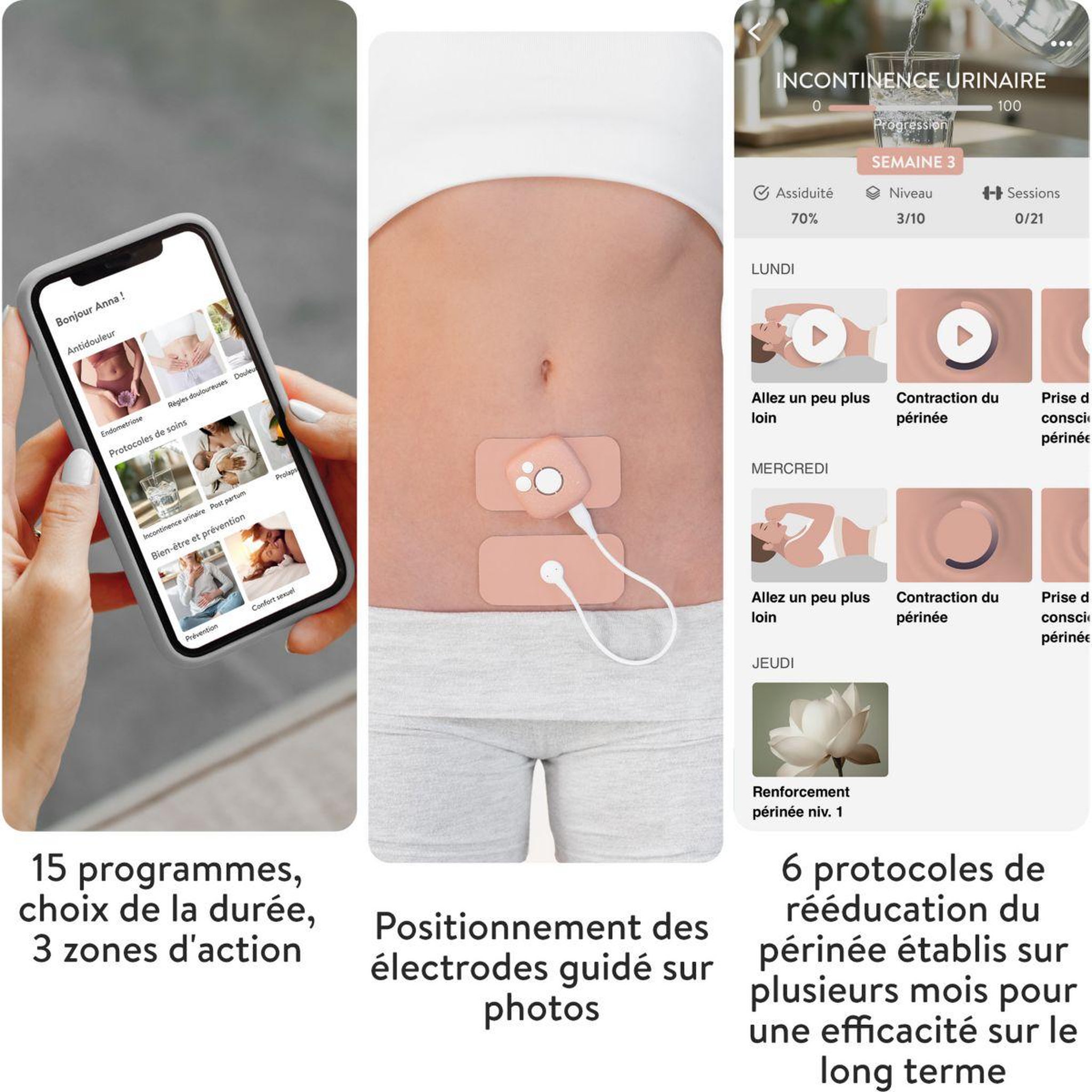 Voir la diapositive 5 : Bluetens Appareil électrostimulation Pinktens Electrostimulation et Kegel guidés