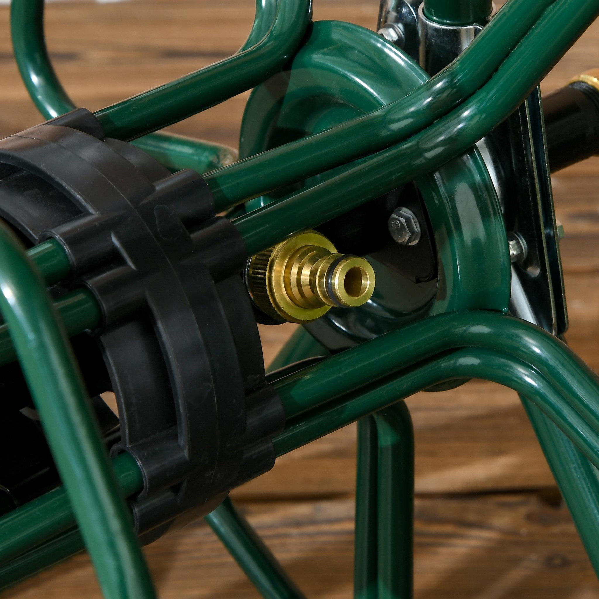 Voir la diapositive 6 : OUTSUNNY Dévidoir sur 2 roues 30 m - dévidoir métal - dévidoir chariot - enrouleur tuyau d'arrosage - métal vert
