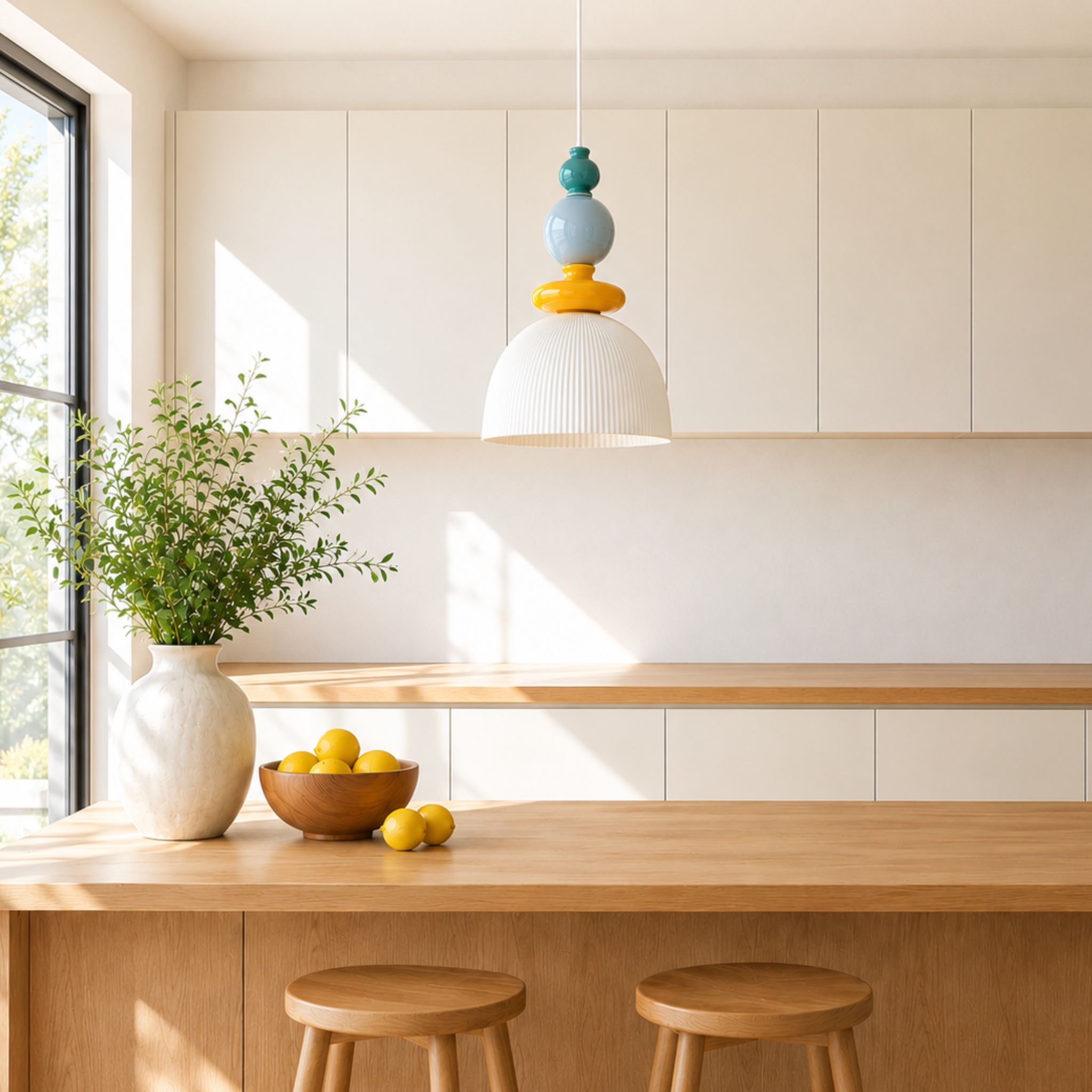 Voir la diapositive 5 : MAISON PAVANE Suspension en céramique multicolore D24,2 cm-Pili