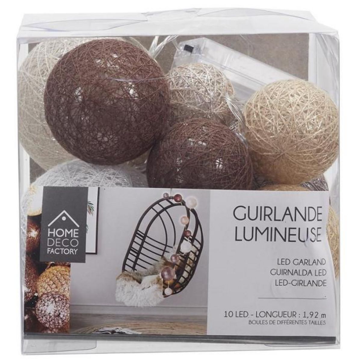 Paris Prix Guirlande Boules 10 Led  Multi Taille  192cm Marron
