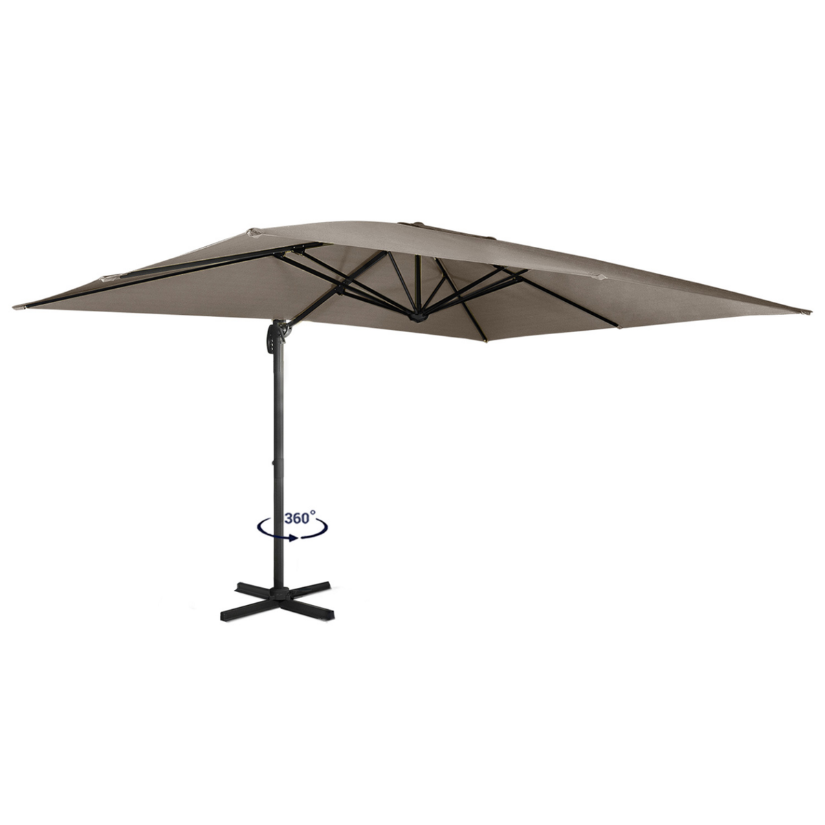 ID MARKET Parasol déporté inclinable rotatif 360 CALVI taupe 3x4 M avec housse