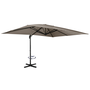 Voir la diapositive 1 : ID MARKET Parasol déporté inclinable rotatif 360 CALVI taupe 3x4 M avec housse