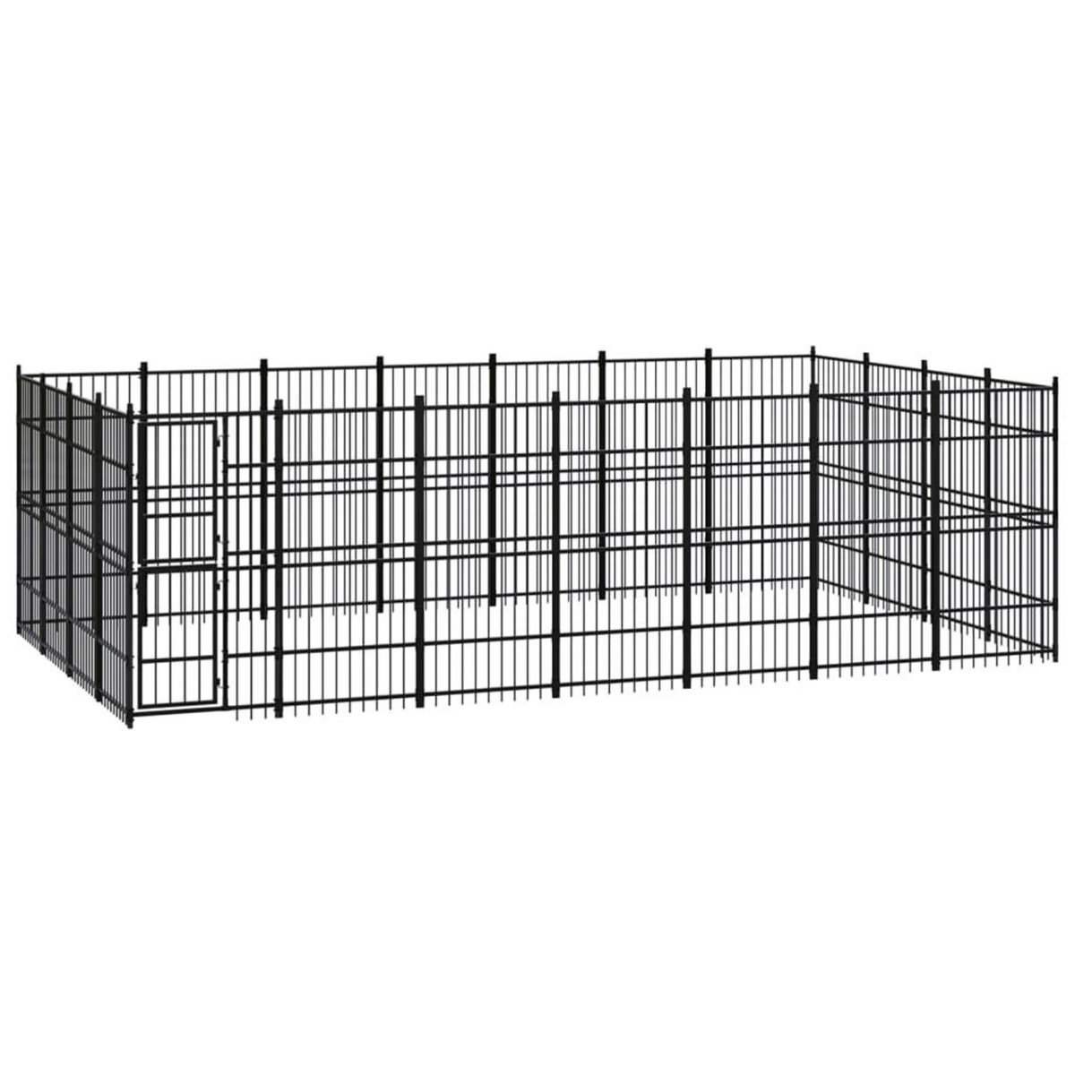 VIDAXL Chenil d'exterieur pour chiens Acier 25,8 m²