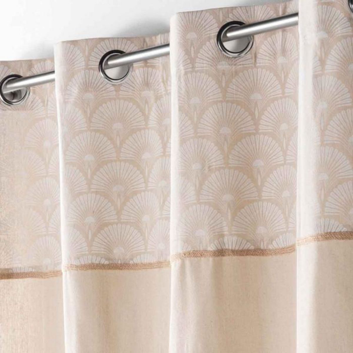 Paris Prix Rideau à Œillets Imprimé  Bahina  140x280cm Beige & Blanc