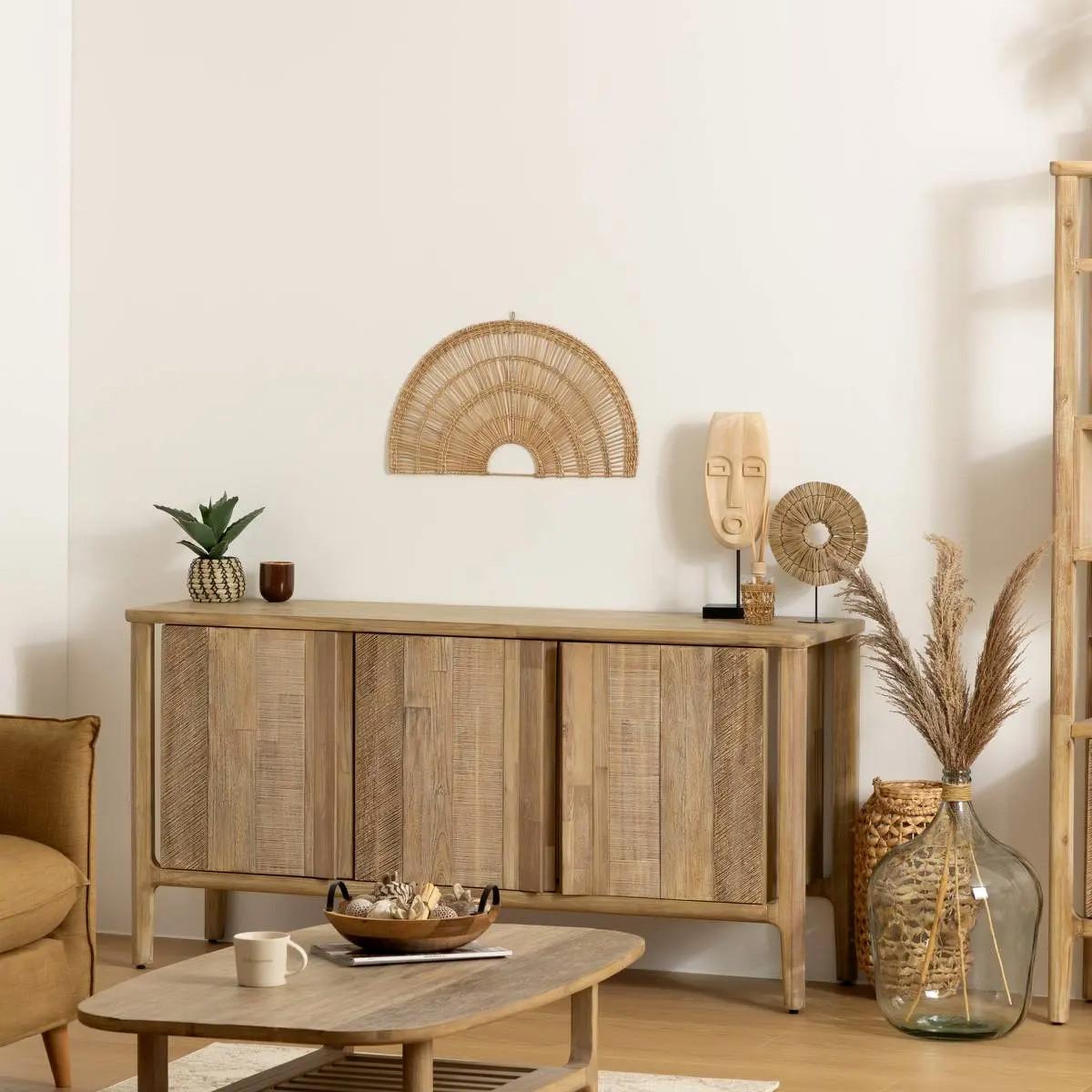 Voir la diapositive 2 : ATMOSPHERA Décoration Murale Arc  Seagrass  60cm Naturel
